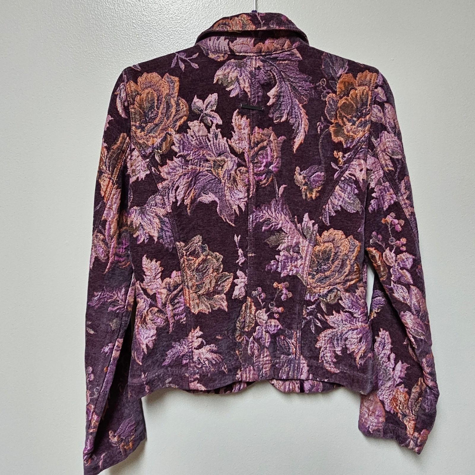 DKNY DKNY Womens Purple/Pink Brocade Tapestry Floral Jacket Small Size S / US 4 / IT 40 - 3 Thumbnail
