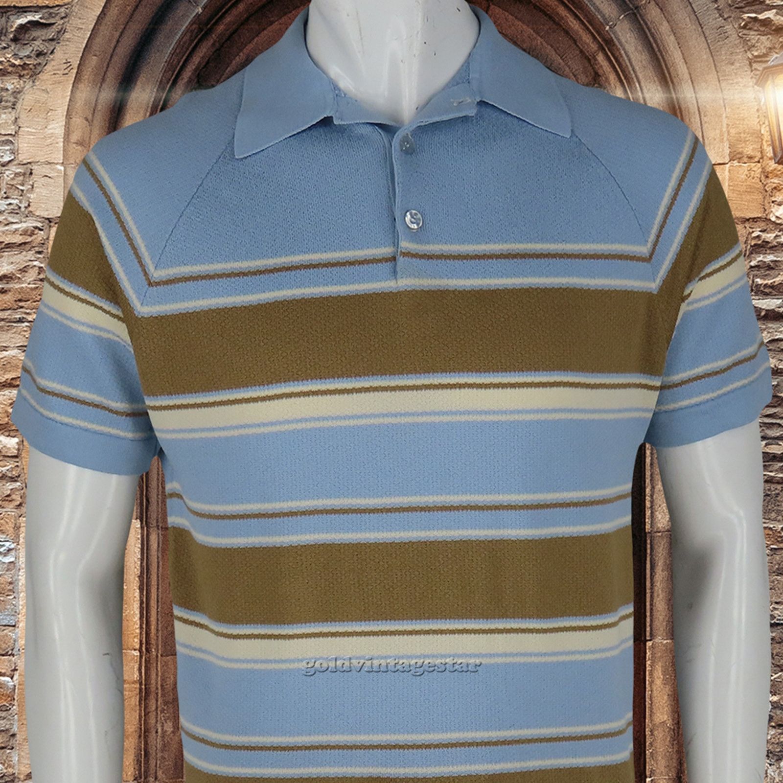 Other Vintage Striped Knit Polo Shirt M Artistic Retro Blend Size US M / EU 48-50 / 2 - 8 Thumbnail
