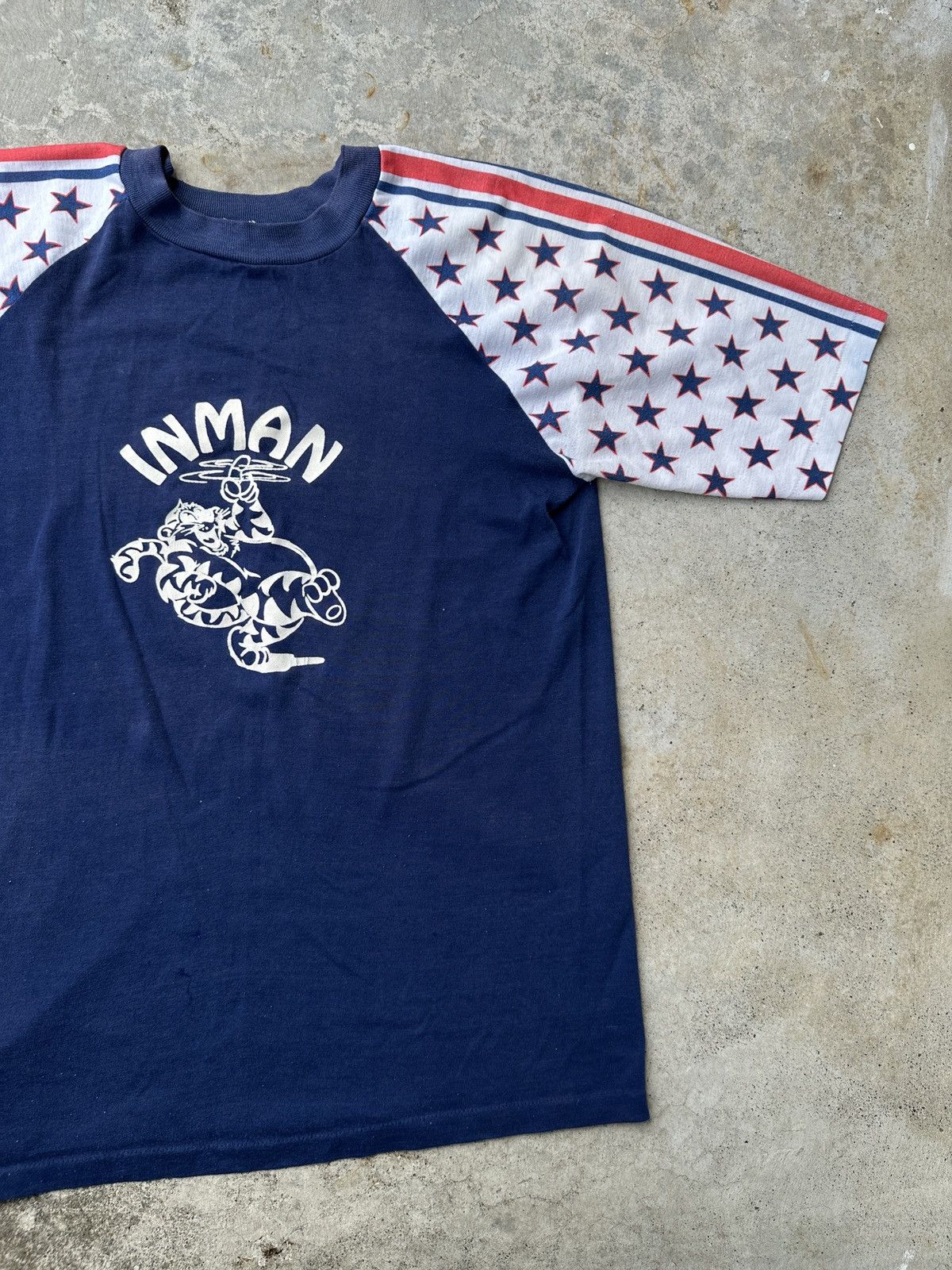Vintage 70s Singlestitch American Flag Stars Inman college tee Size US M / EU 48-50 / 2 - 5 Thumbnail