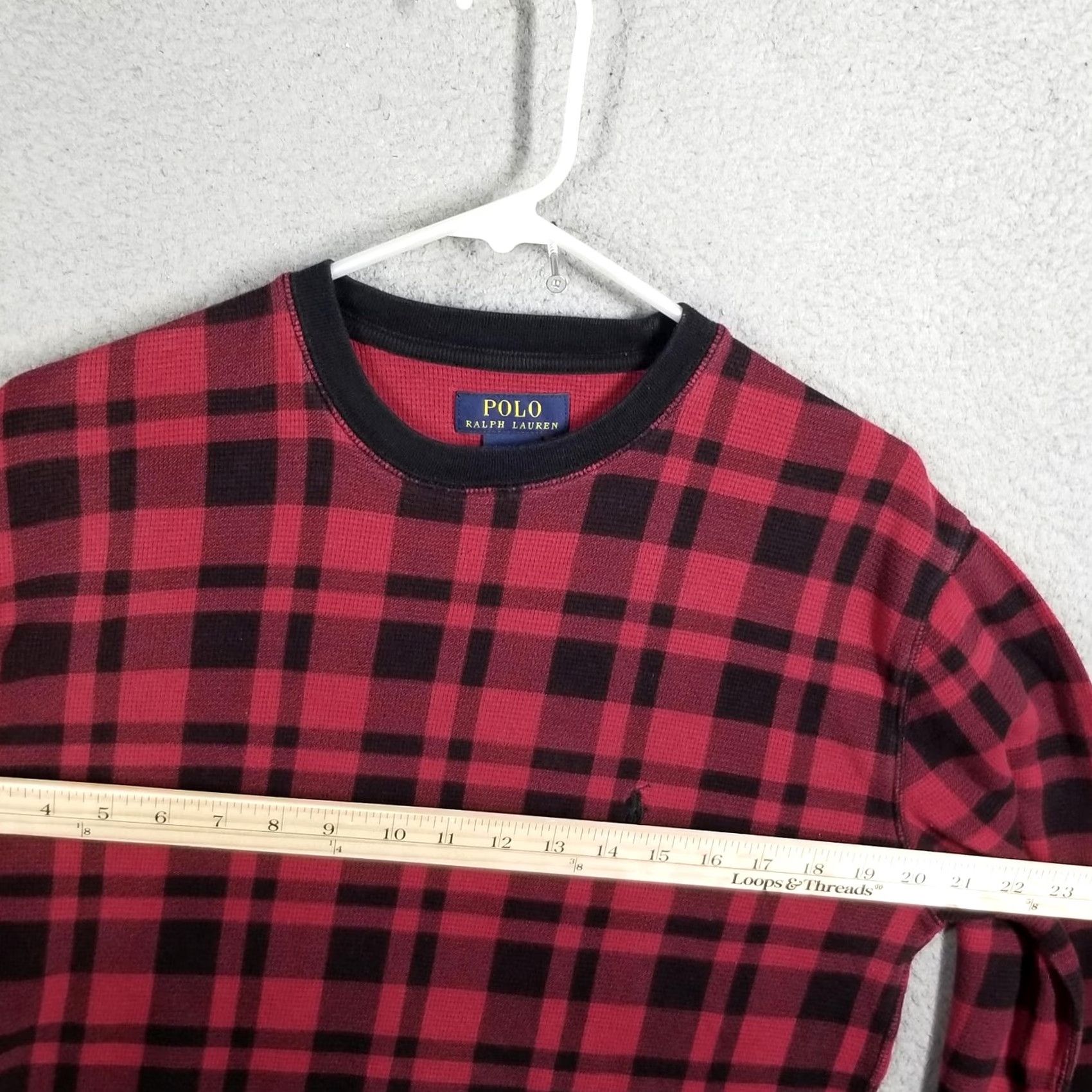 Polo Ralph Lauren Polo Ralph Lauren Sweater Mens Large Red Plaid Thermal Crewneck Knit Pullover Size US L / EU 52-54 / 3 - 7 Thumbnail