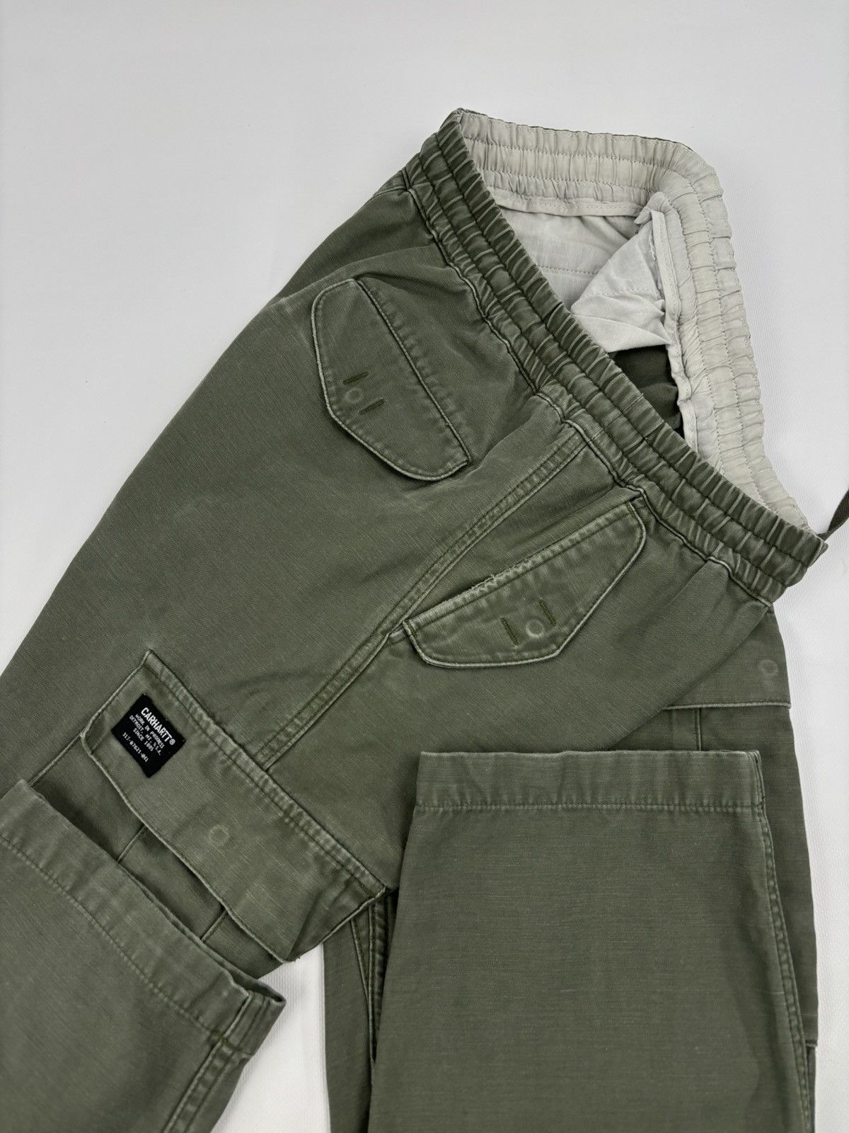 Carhartt × Carhartt Wip × Vintage VTG CARHARTT WIP CAMPER Khaki Cargo Pocket Military Work Trousers Utility Pants Size US 32 / EU 48 - 15 Thumbnail