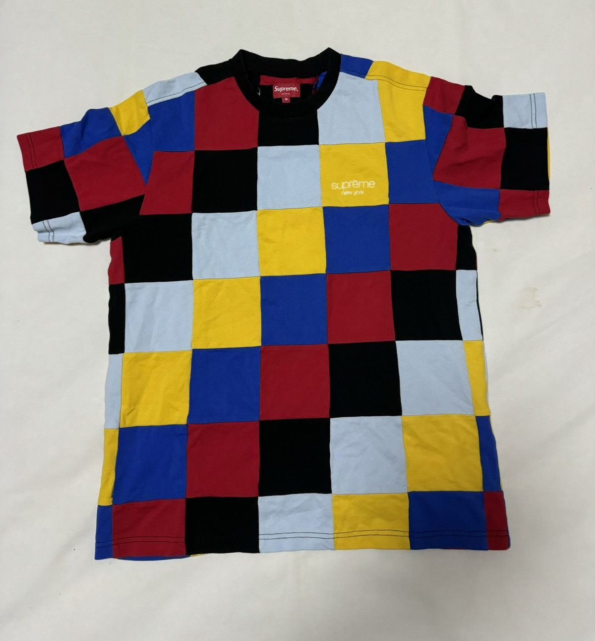 Supreme Supreme patchwork pique Tee red/yellow/blue Size US M / EU 48-50 / 2 - 1 Thumbnail
