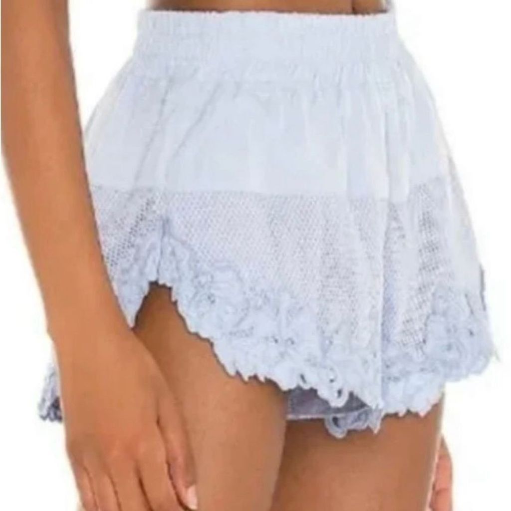 Free People Lace Trim Blue Mesh Shorts Womens Free People Size Large New Size 32" / US 10 / IT 46 - 3 Thumbnail