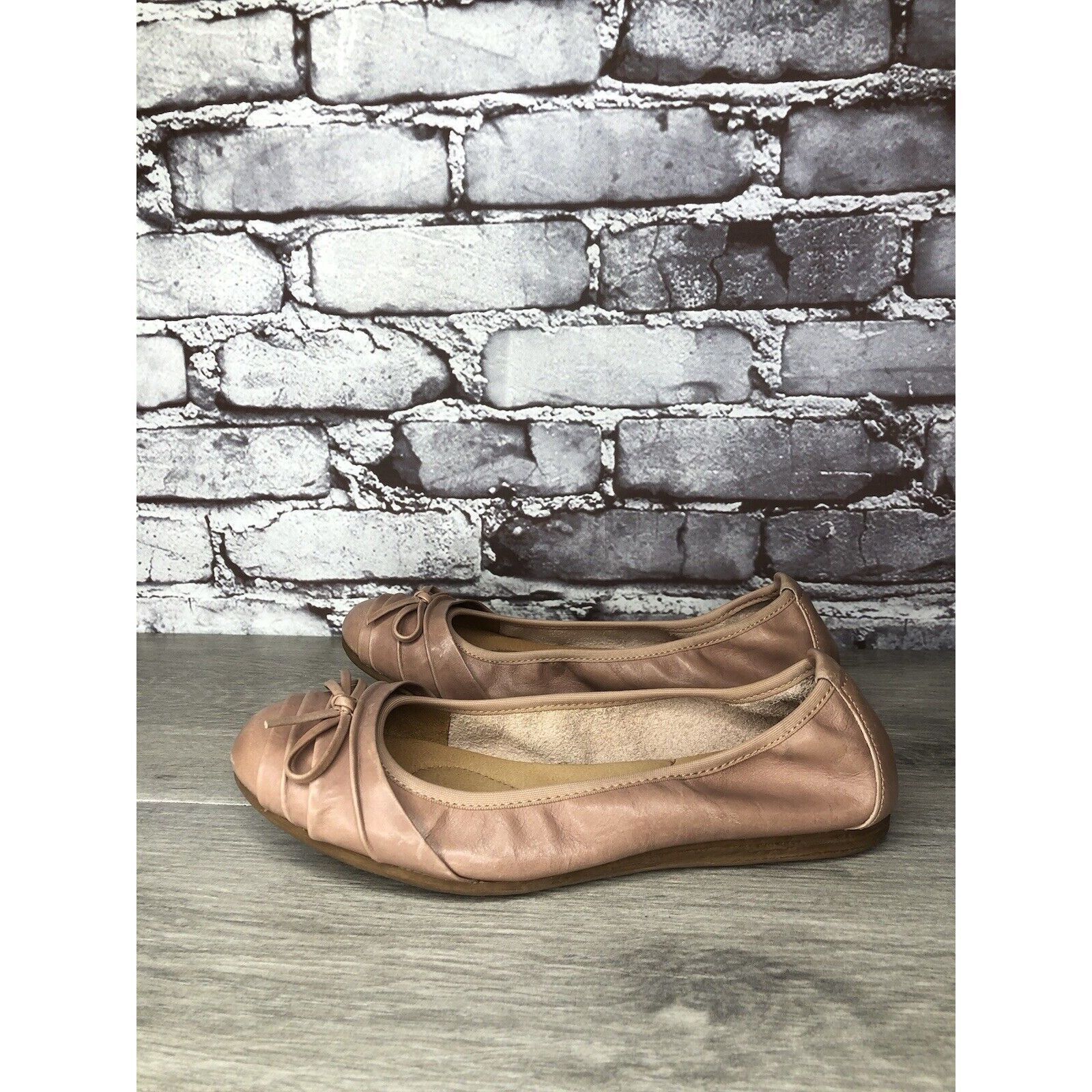 Born Born Footwear Dusty Pink Leather Casual Bow Ballet Flats Wom Size US 6.5 / IT 36.5 - 3 Thumbnail