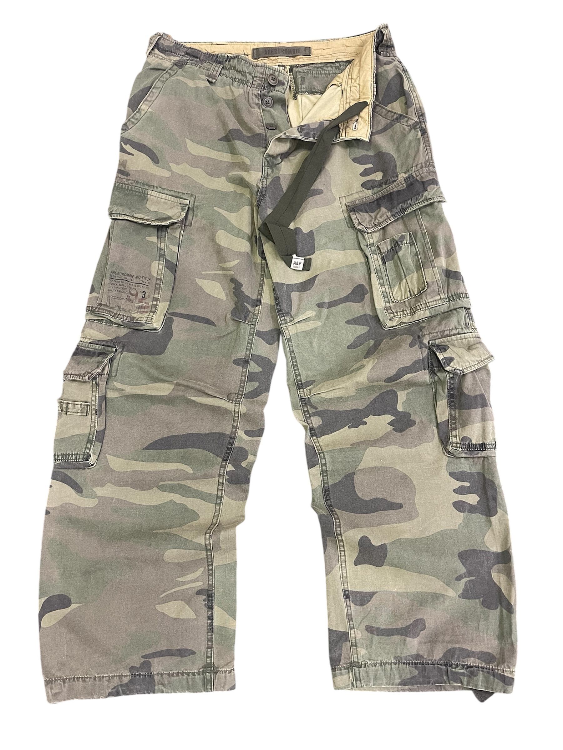 Abercrombie & Fitch Vtg Style A&F Camouflage Faded of the Day Baggy Army Size US 34 / EU 50 - 2 Thumbnail