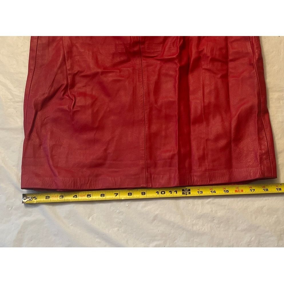 Other Vintage 80s Bloomingdale's y.e.s. Red Leather Skirt -Size: M Size 30" / US 8 / IT 44 - 8 Thumbnail