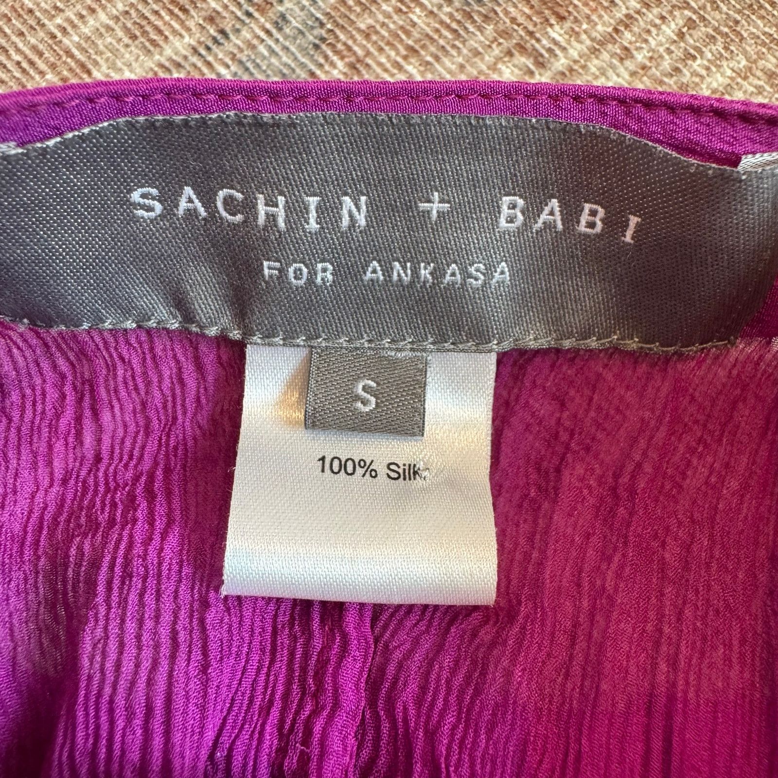 Sachin & Babi Sachin & Babi Silk Mock Neck Purple Sheer Ruched Sleeve Top Size S / US 4 / IT 40 - 6 Thumbnail