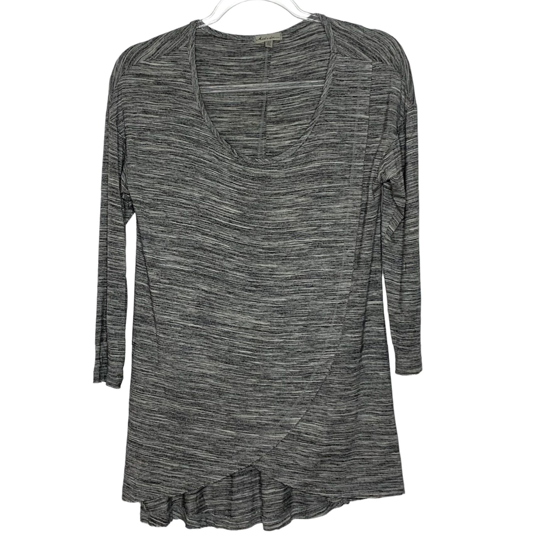 Vintage Mod-o-doc Womens Tunic Top S 3/4 Sleeve Gray Asymmetrical Hem Crossover Slim Fit Shirt Womens Size S / US 4 / IT 40 - 2 Thumbnail
