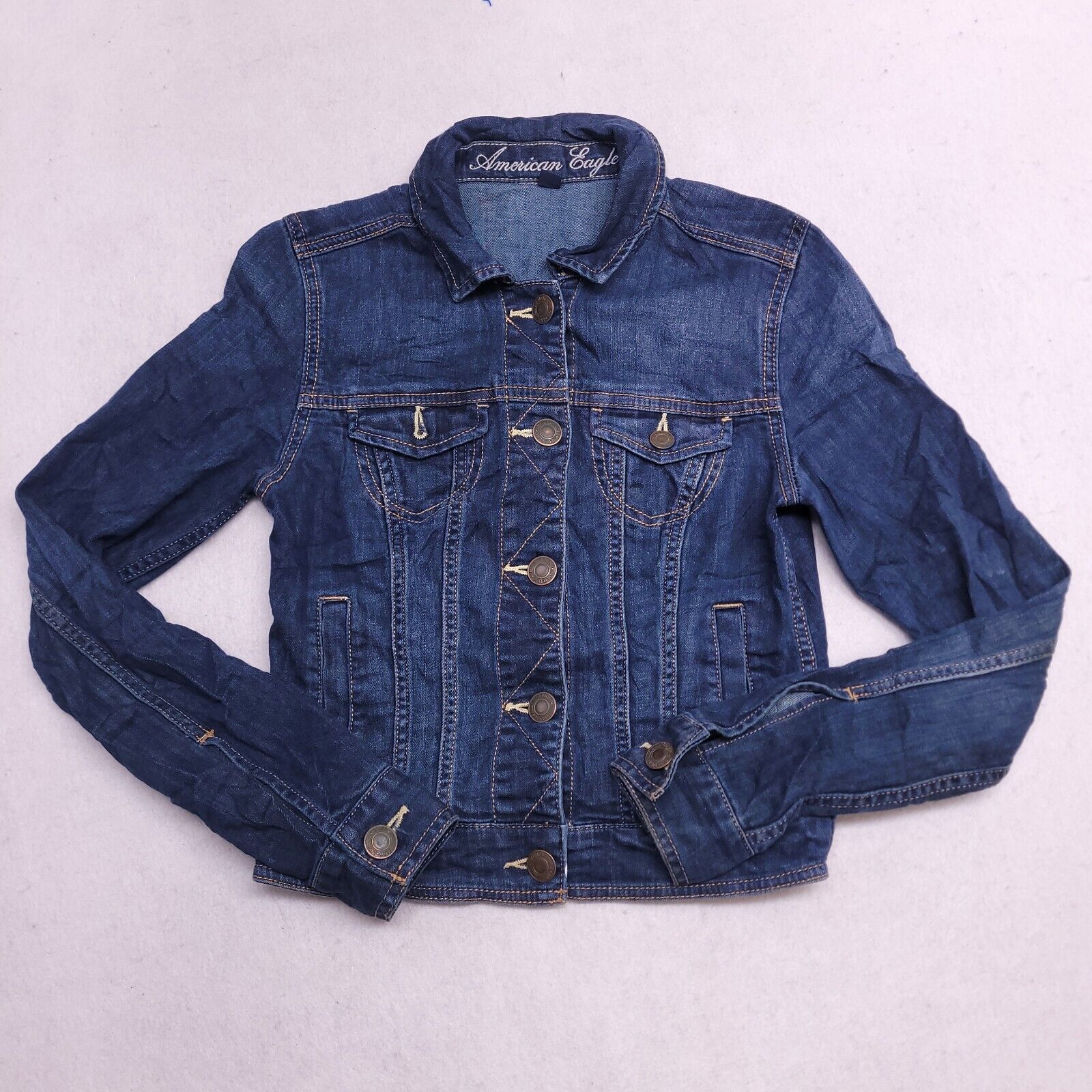 American Eagle Outfitters American Eagle Denim Jacket Womens Size Extra Small XS Blue Size XS / US 0-2 / IT 36-38 - 2 Thumbnail