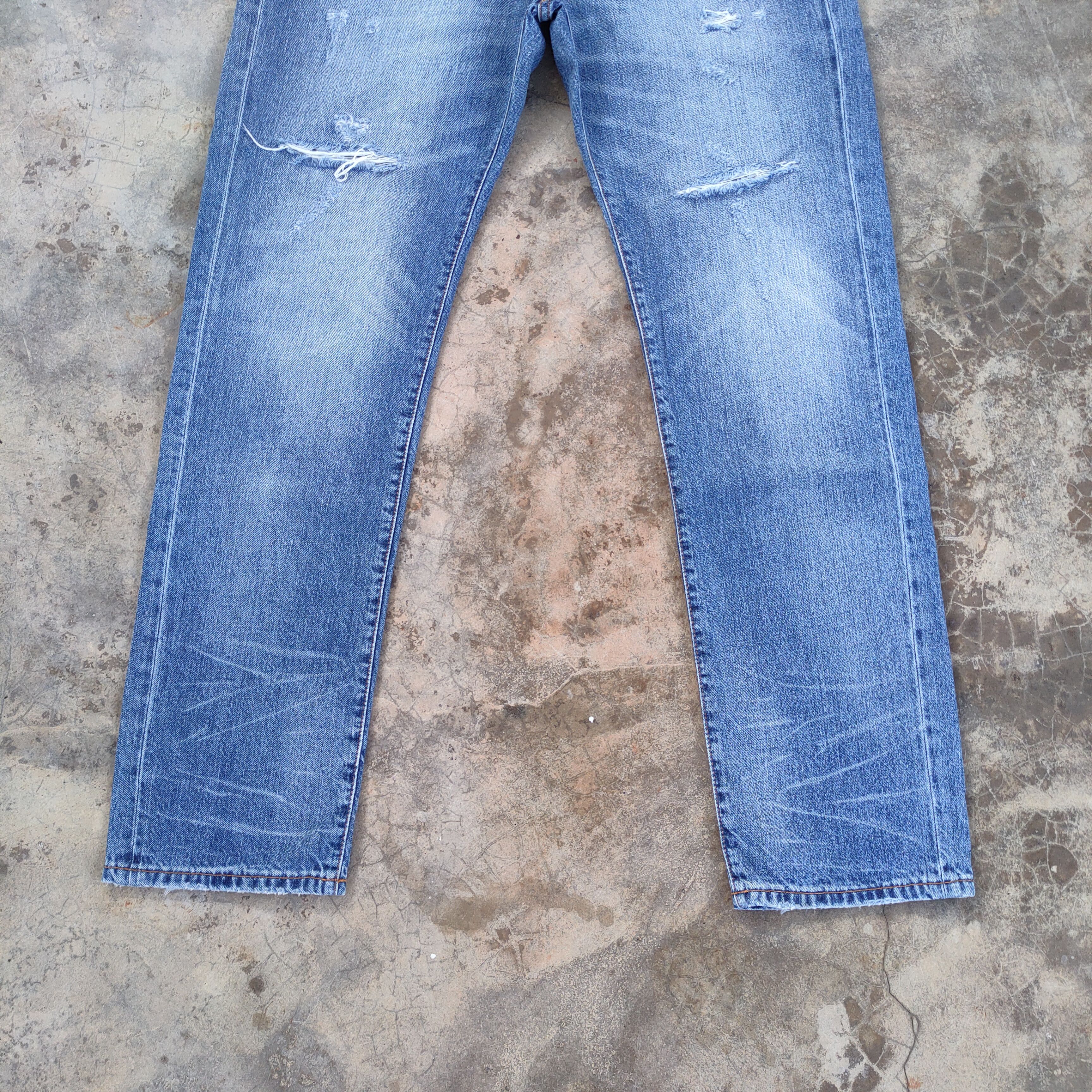 Global Work VINTAGE GLOBAL WORK FADED DISTRESSED DENIM JEAN PANTS Size US 35 - 3 Thumbnail