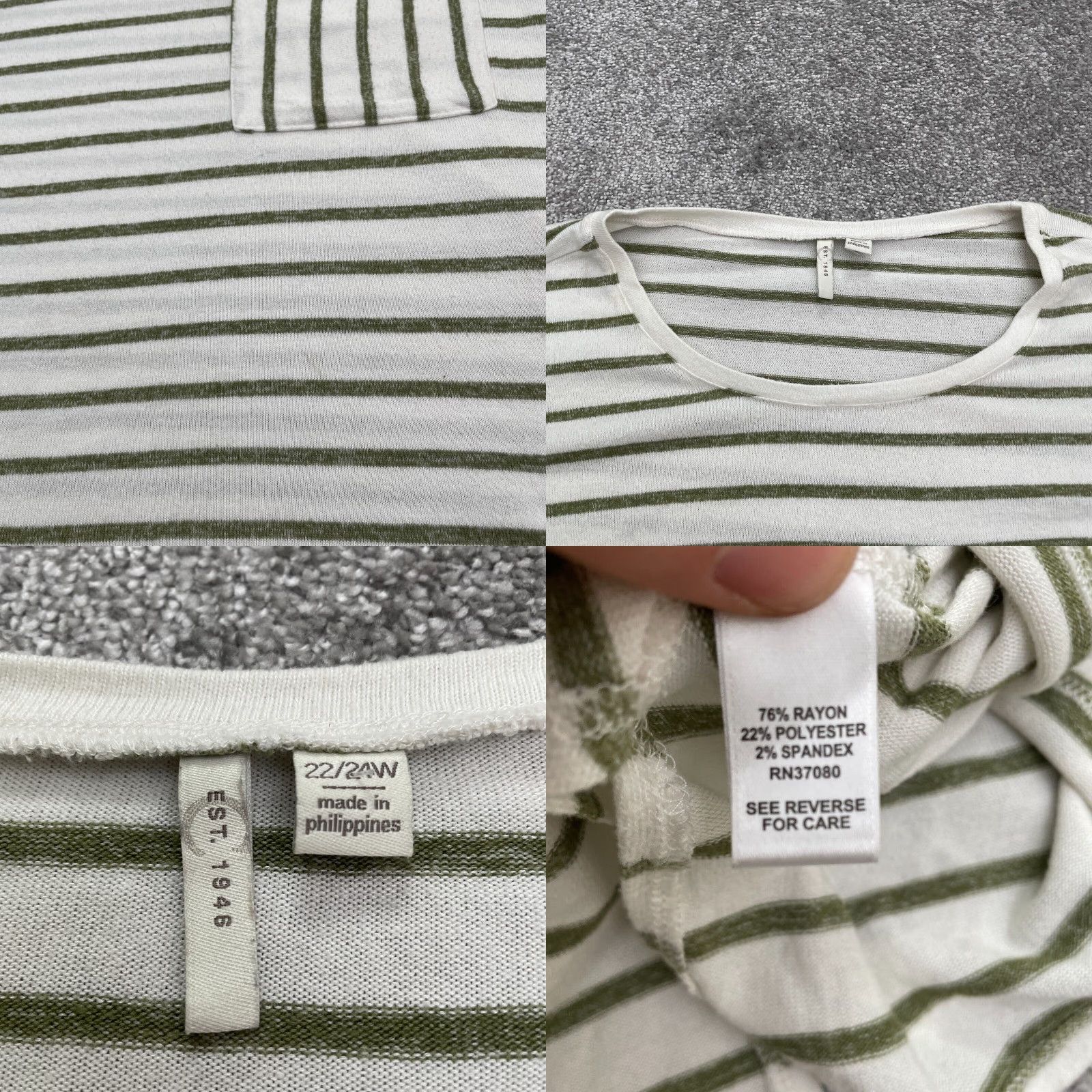 Vintage Cato Blouse Womens 22/24W White Green Striped Long Sleeve Round Neck Pocket Size 3XL / US 20-22 - 8 Thumbnail