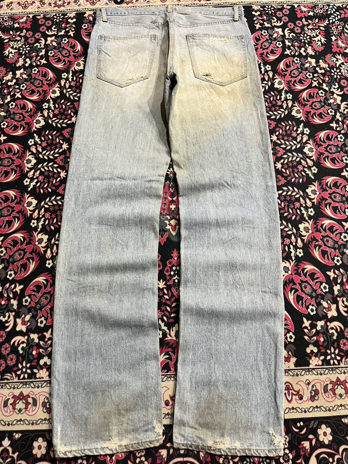 Japanese Brand Vintage Japan Blue Way Light Washed Trashed Jeans Size US 33 - 2 Thumbnail