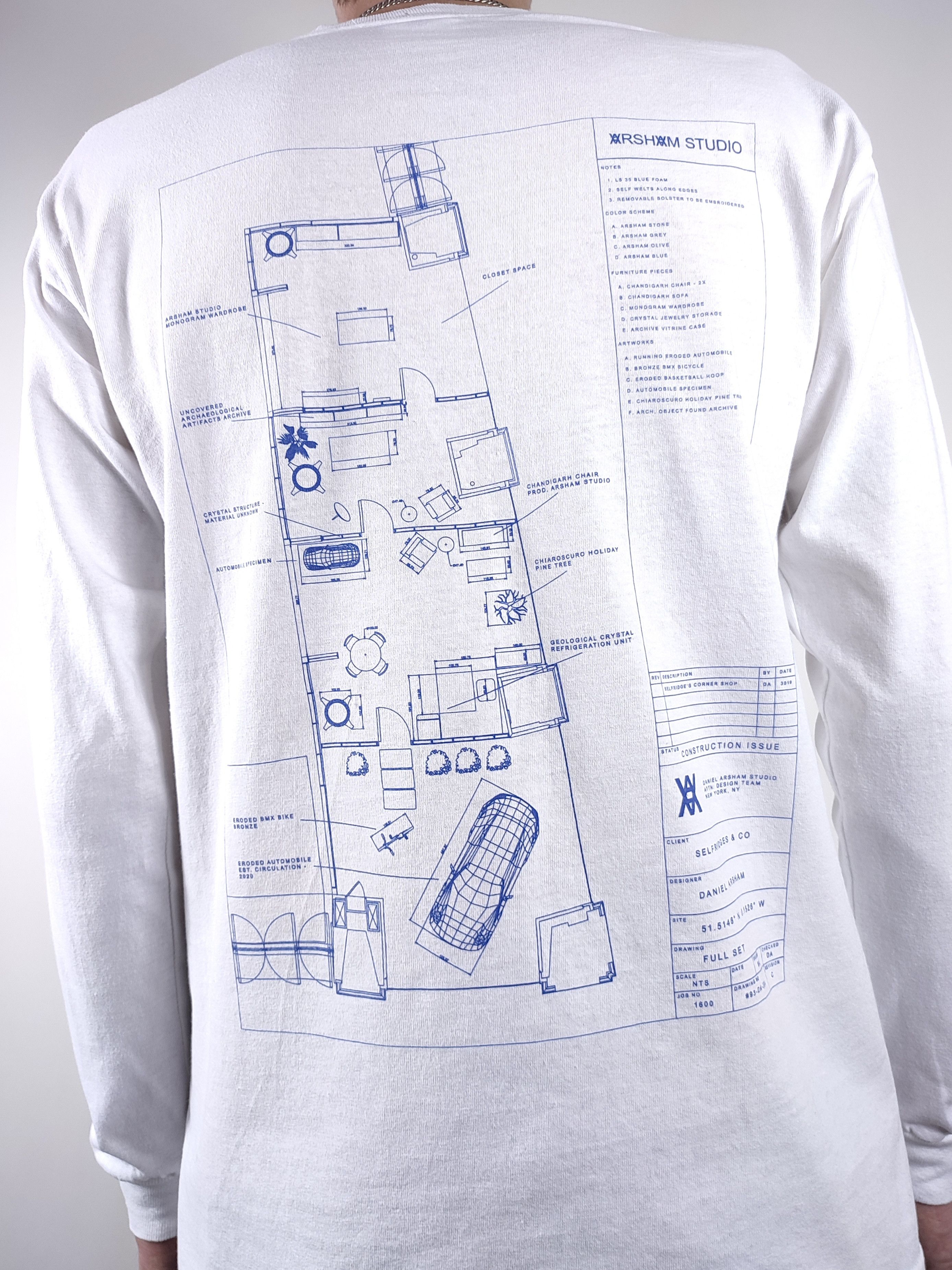 Daniel Arsham Daniel Arsham Selfridges Floorplan White Long Sleeve Shirt Size US M / EU 48-50 / 2 - 1 Thumbnail