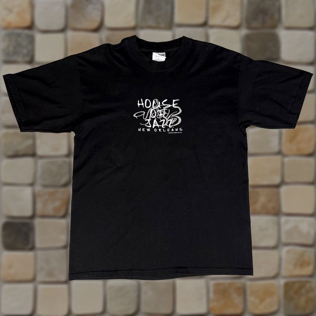 Gildan Men's Vintage House of Jazz New Orleans T-Shirt Sz L Crew Neck Short Sleeve Black 1997 90s Music Gildan Ultra Cotton Regular Mens Size US L / EU 52-54 / 3 - 1 Thumbnail
