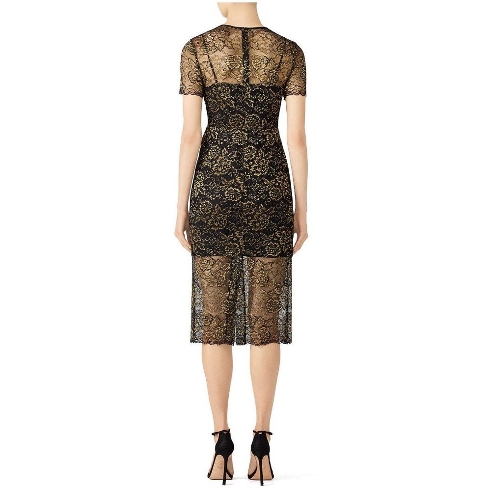 Diane von Furstenberg $468 Diane von Furstenberg Black Gold Sheath Dress Size 2 Size XS / US 0-2 / IT 36-38 - 2 Thumbnail