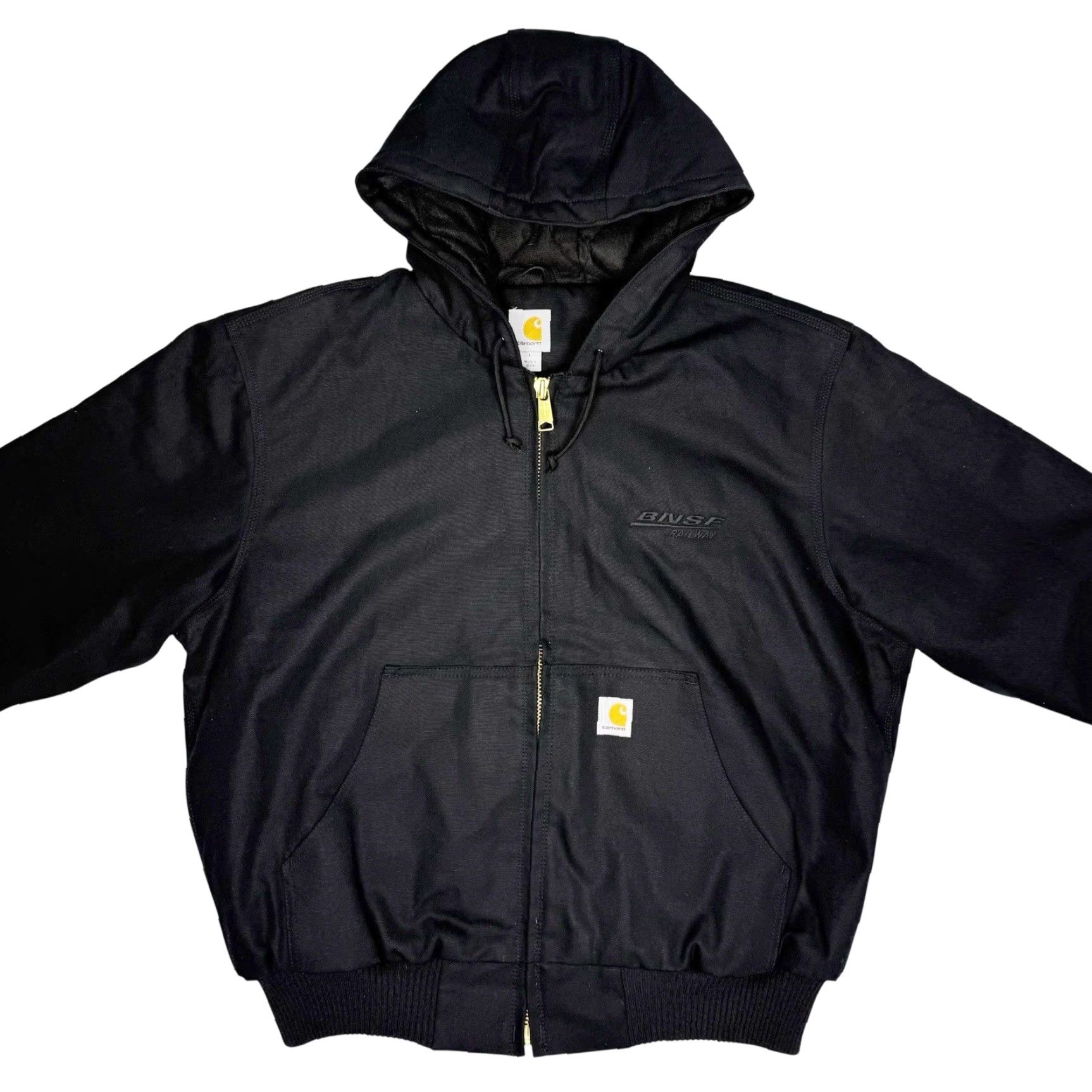 Carhartt VINTAGE Carhartt Hooded Active J Jacket Black Duck Cotton Mens Large Regular Hooded 90s USA Outdoor Workwear Jacket Size US L / EU 52-54 / 3 - 2 Thumbnail