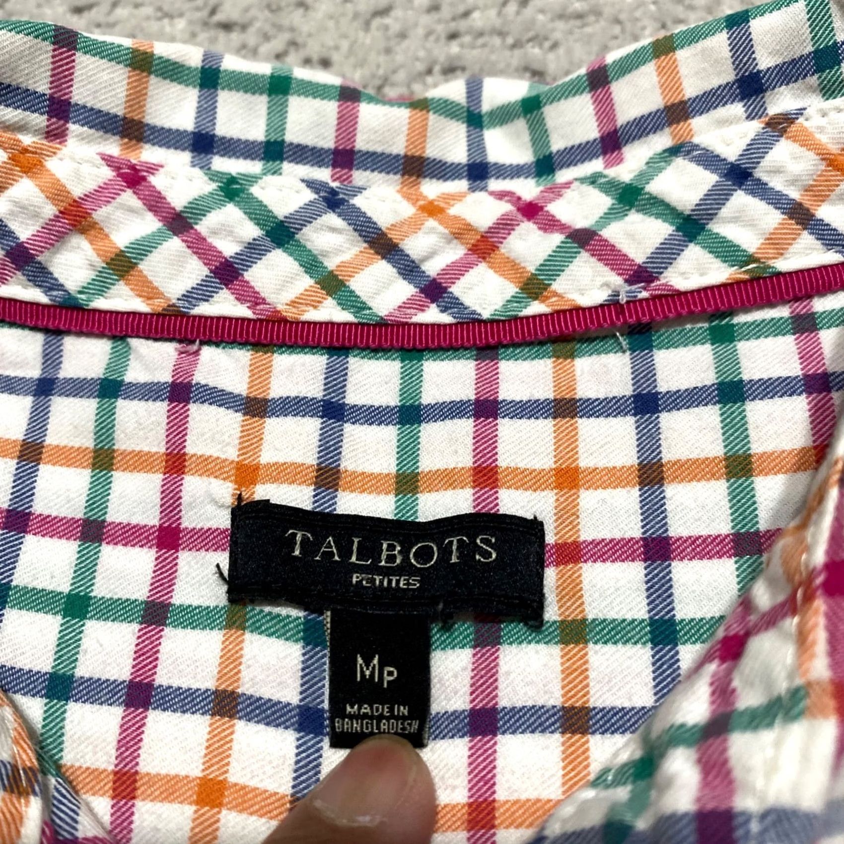 Talbots Talbots Womens Button-Up Shirt PM Multicolor Plaid Cotton Petite Long Sleeve Casual Shirt Womens Size M / US 6-8 / IT 42-44 - 3 Thumbnail