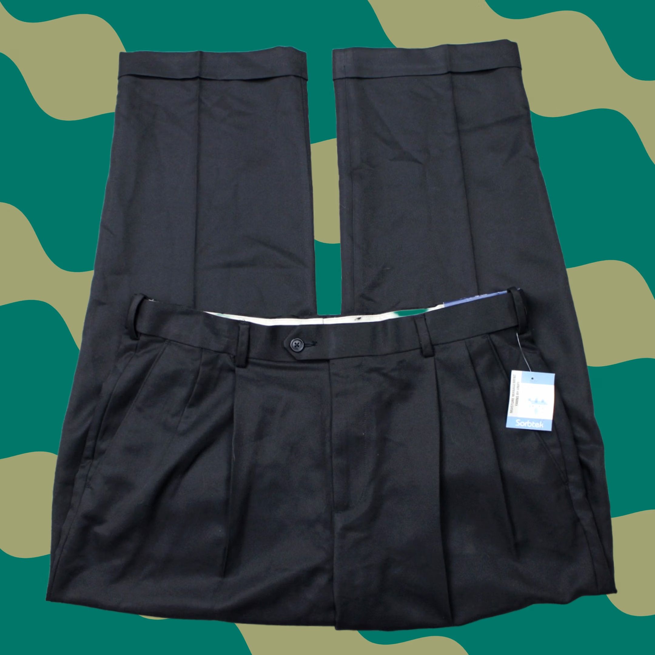 Croft & Barrow Croft & Barrow Pants Mens 36x30 Black NWT Dress Pants Classic Flat Front Stretch Easy Care Cotton Polyester Size US 36 / EU 52 - 1 Thumbnail