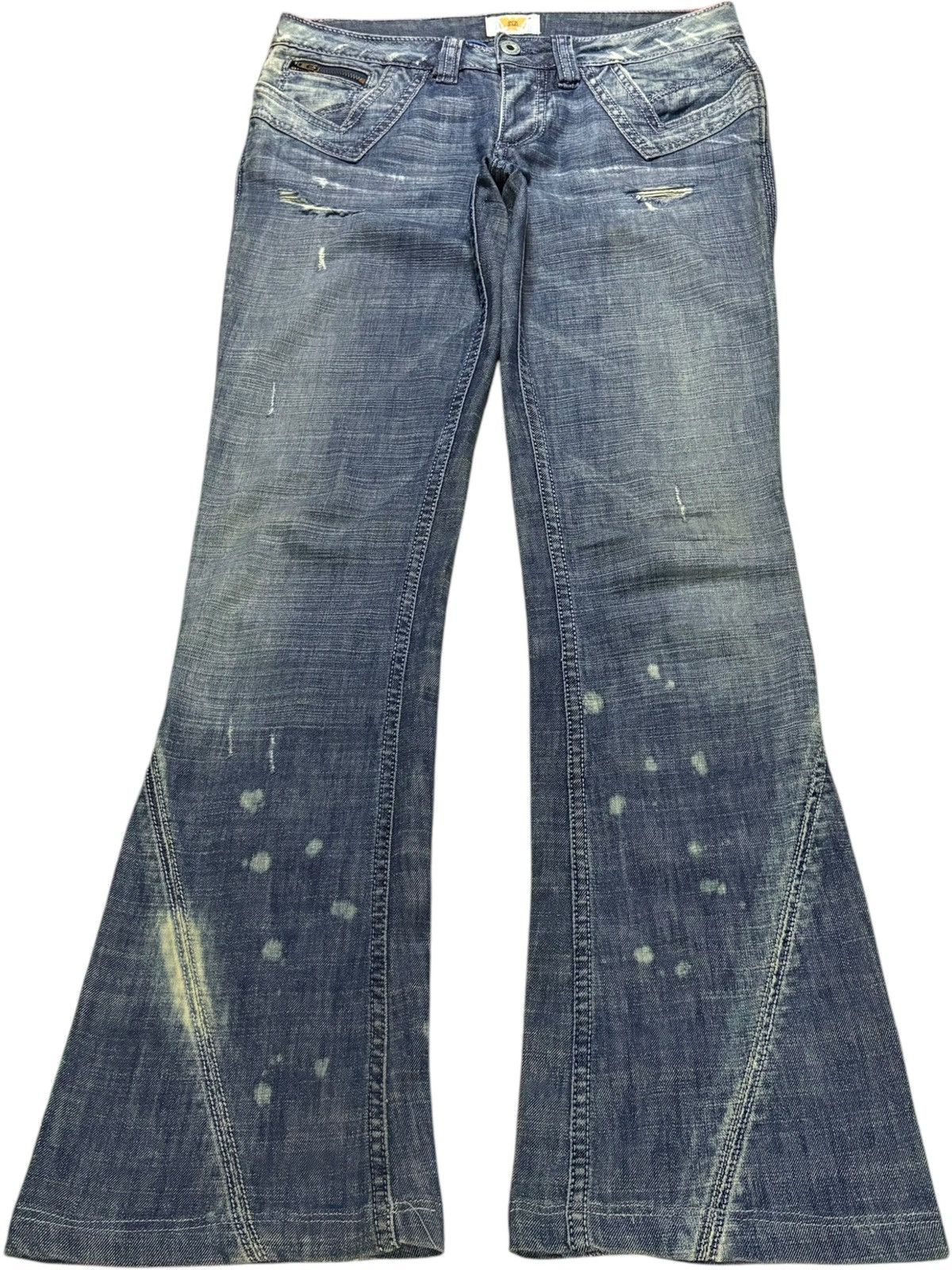 Vintage Antik Denim Acid Mud Wash Bootcut Flare Jeans