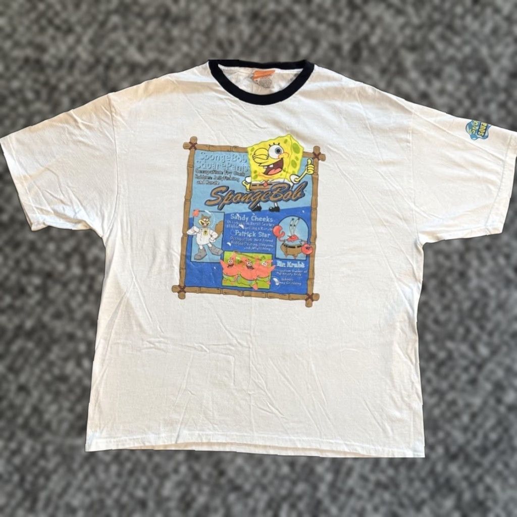 Nickelodeon VINTAGE Nickelodeon T-Shirt Shirt XL Men White Cartoon Beach 2000s 90s Logo Crew Neck Short Sleeve Cotton Graphic Print SquarePants Ringer Size US XL / EU 56 / 4 - 1 Thumbnail
