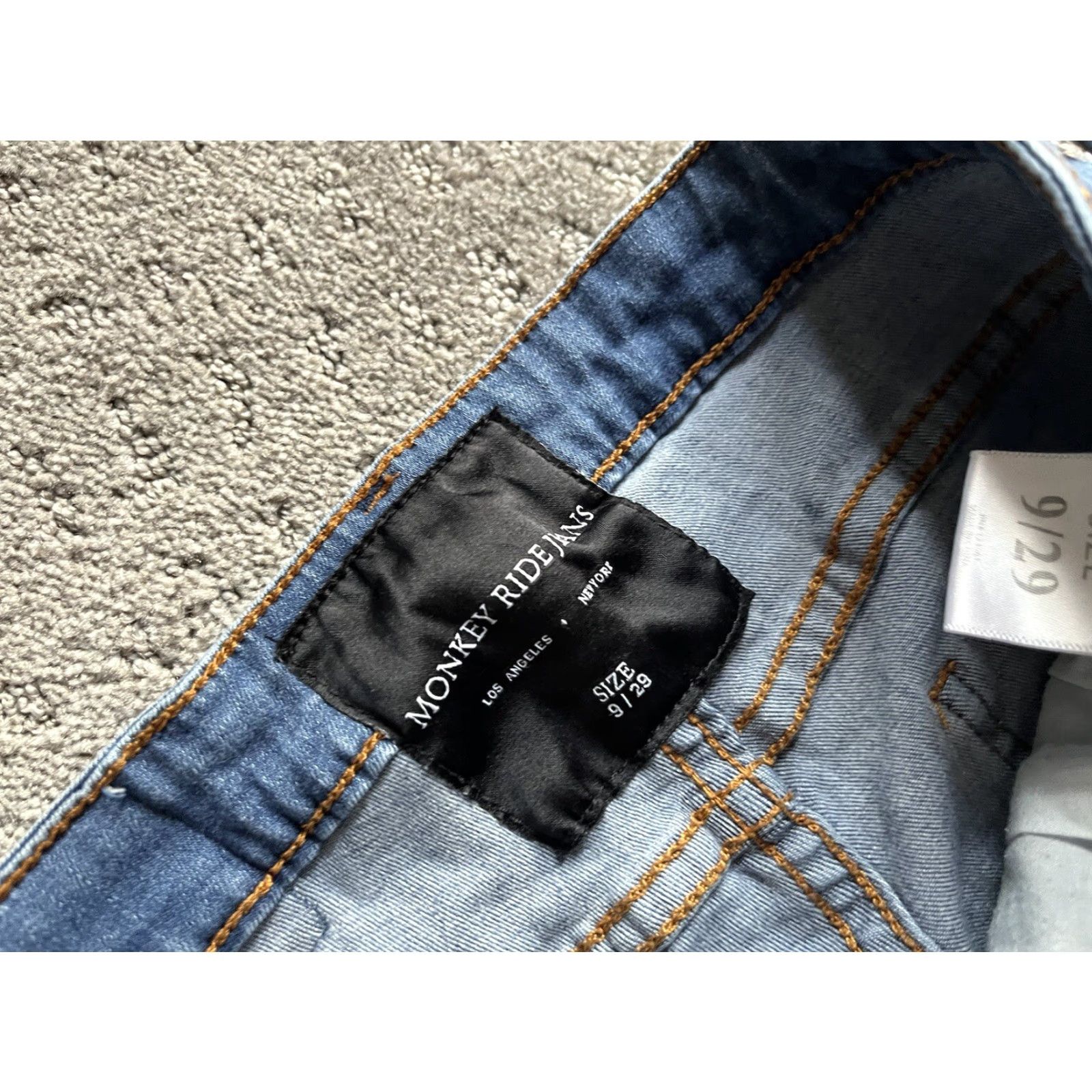 Vintage Monkey Ride Jeans Jeans Super Skinny Mid Rise Women Juniors Size 9/29 Blue 5-Pocket Denim Dark Stretch Logo Size 30" / US 8 / IT 44 - 6 Thumbnail