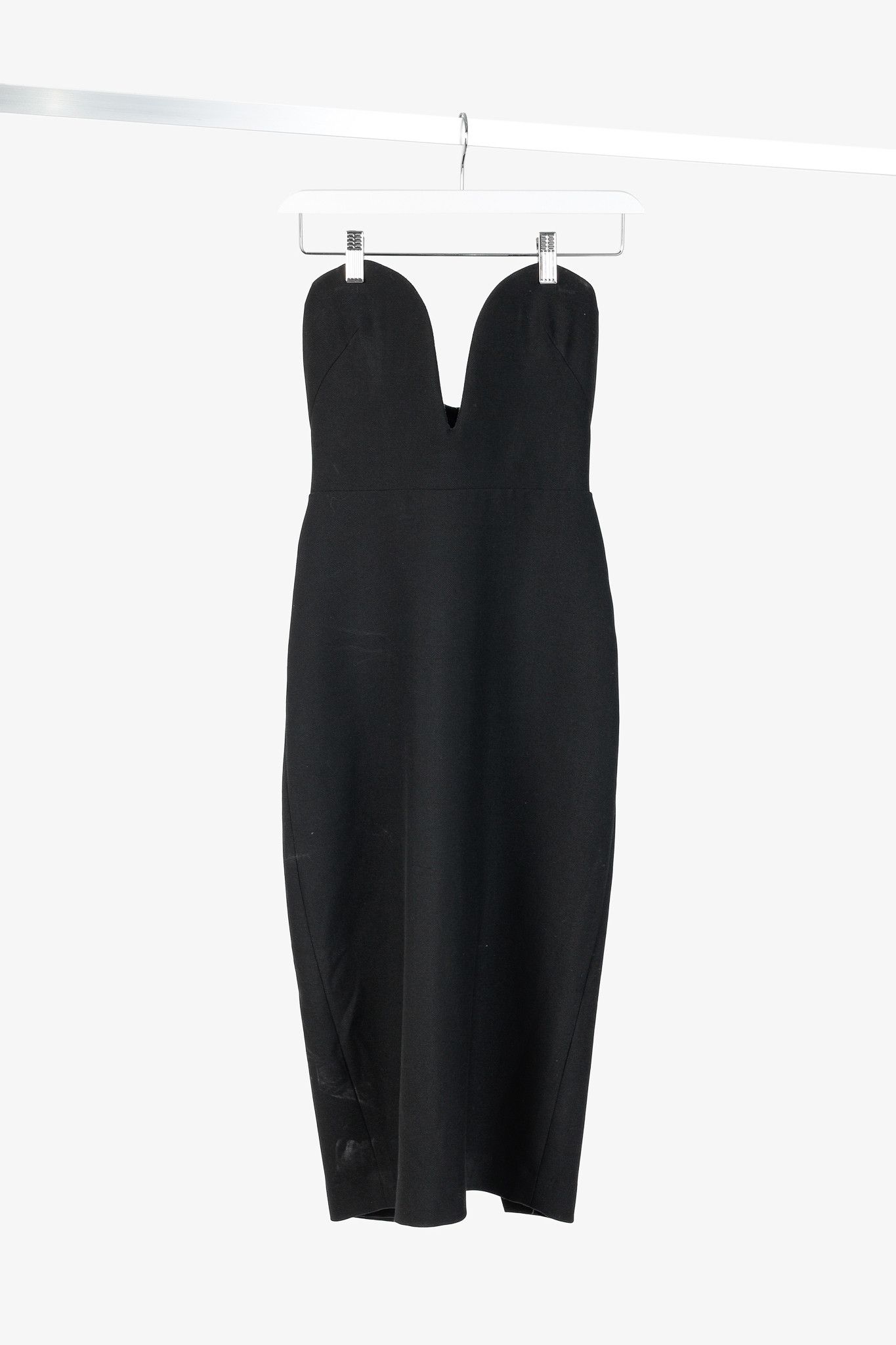 Veronica Beard Colebrook Black Strapless Crepe Midi Dres