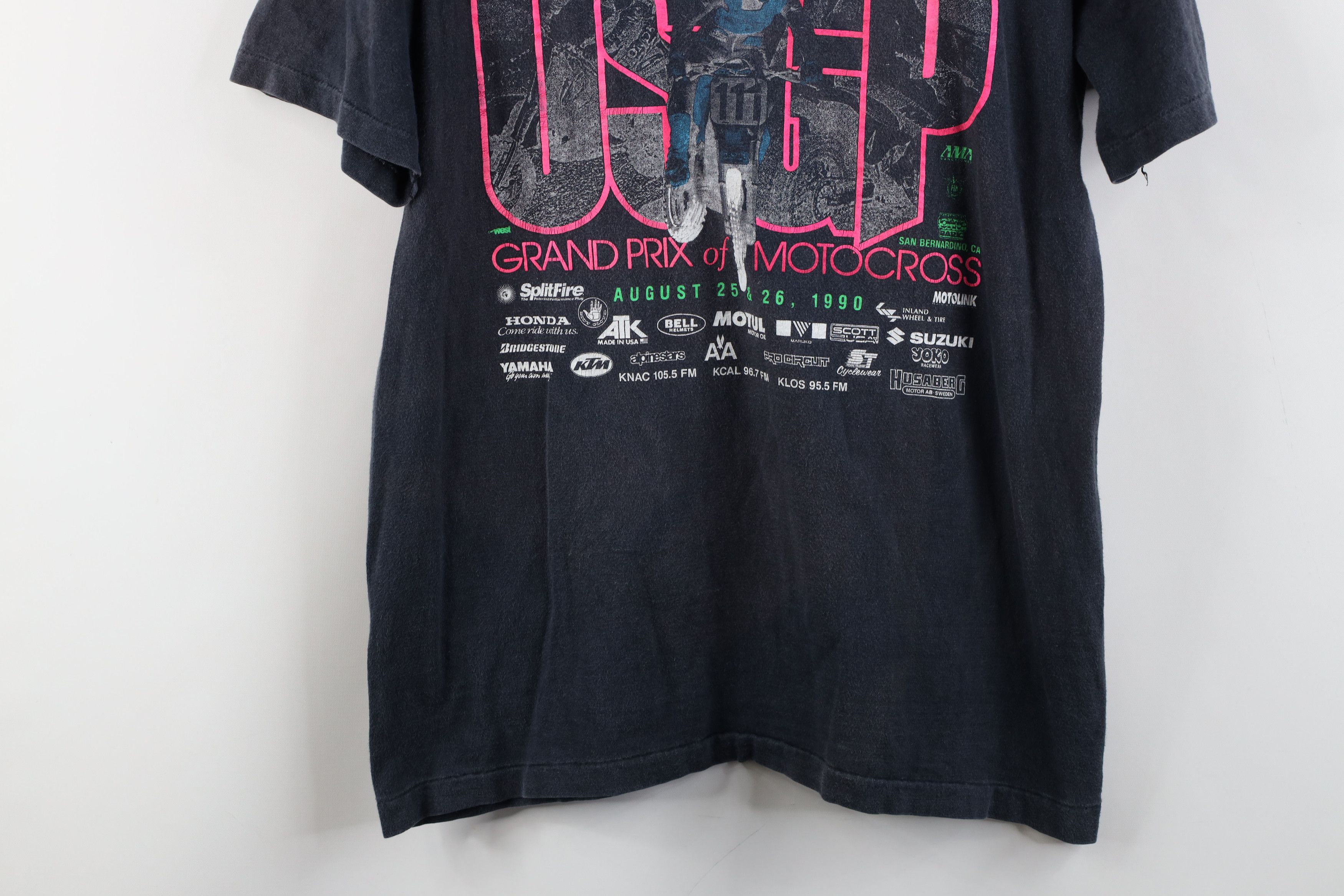 Vintage Vintage 90s Grand Prix of Motocross Racing T-Shirt USA Black Size US L / EU 52-54 / 3 - 3 Thumbnail