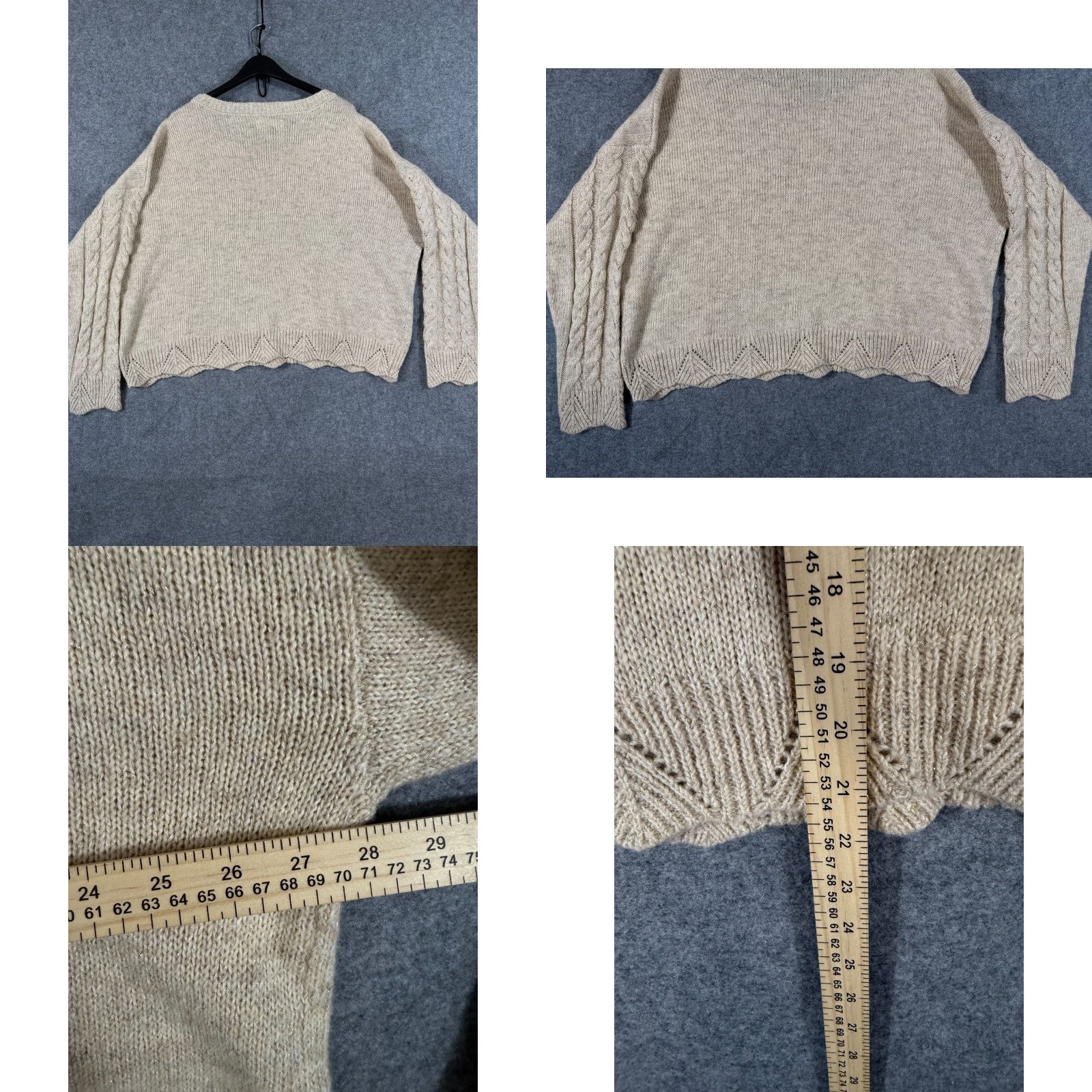 Lucky Brand Lucky Brand Sweater Womens 2XL Beige Gold Flecks Cable Knit Pullover NWT Size XXL / US 16-18 / IT 52-54 - 9 Thumbnail