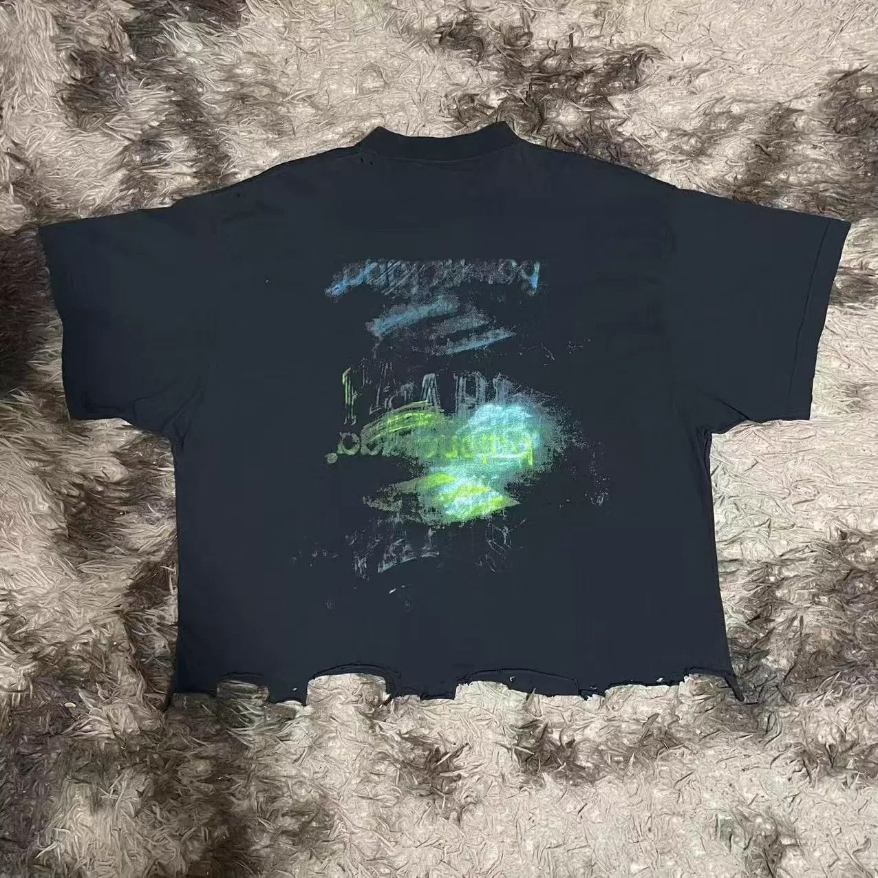 Balenciaga Balenciaga 25ss Phantom Fade Distressed Frayed Hem T 3 New Size XL / US 12-14 / IT 48-50 - 2 Thumbnail