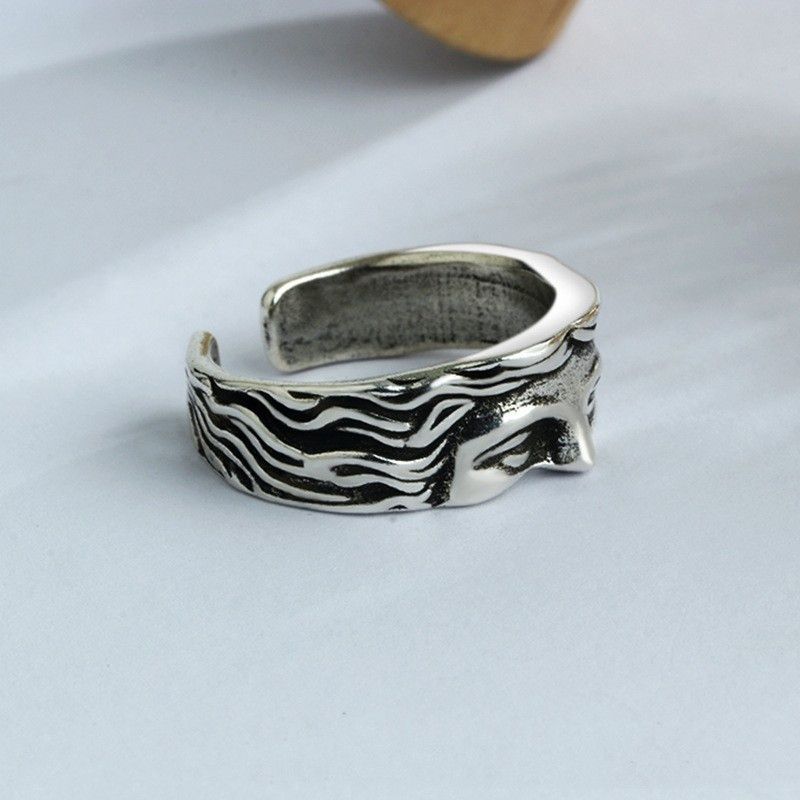 Jewelry Men's Stylish Open-Band Half-Face Ring Size ONE SIZE - 2 Thumbnail
