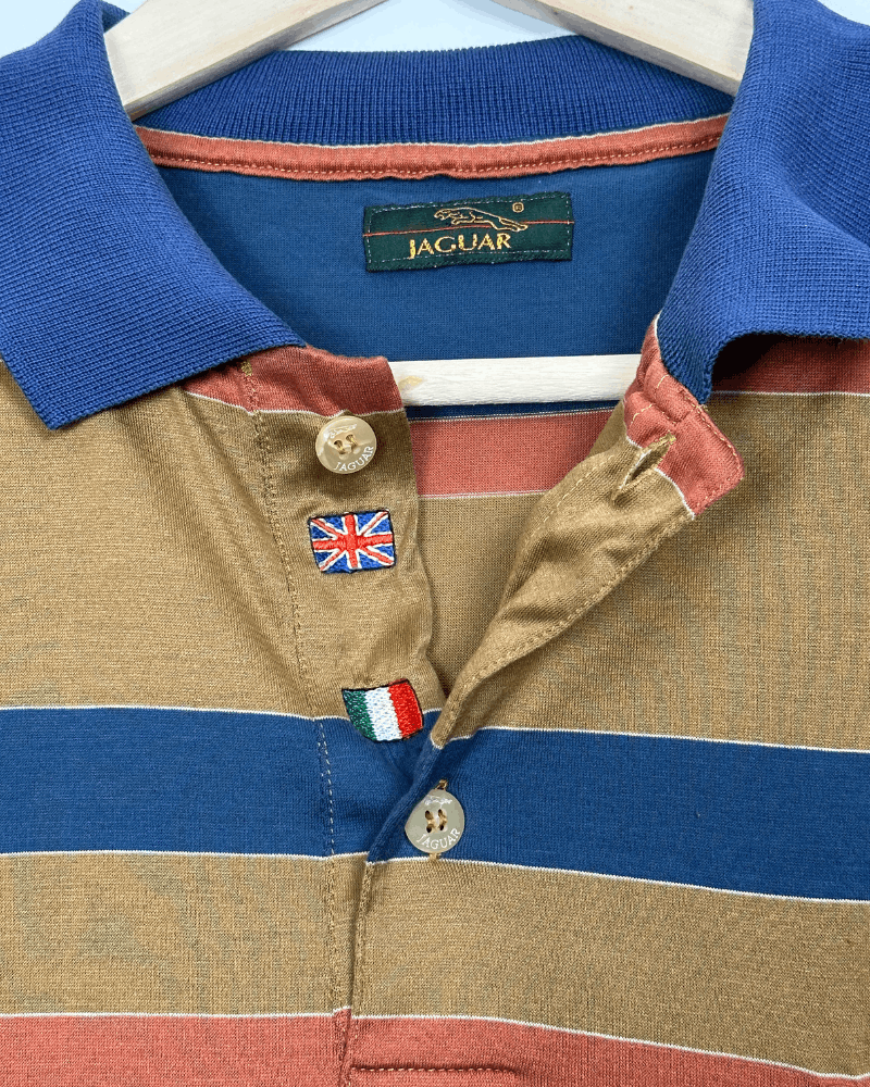 Vintage Vintage Jaguar Cars Men's Striped Boxy Polo T-Shirt - XL Size US XL / EU 56 / 4 - 4 Thumbnail
