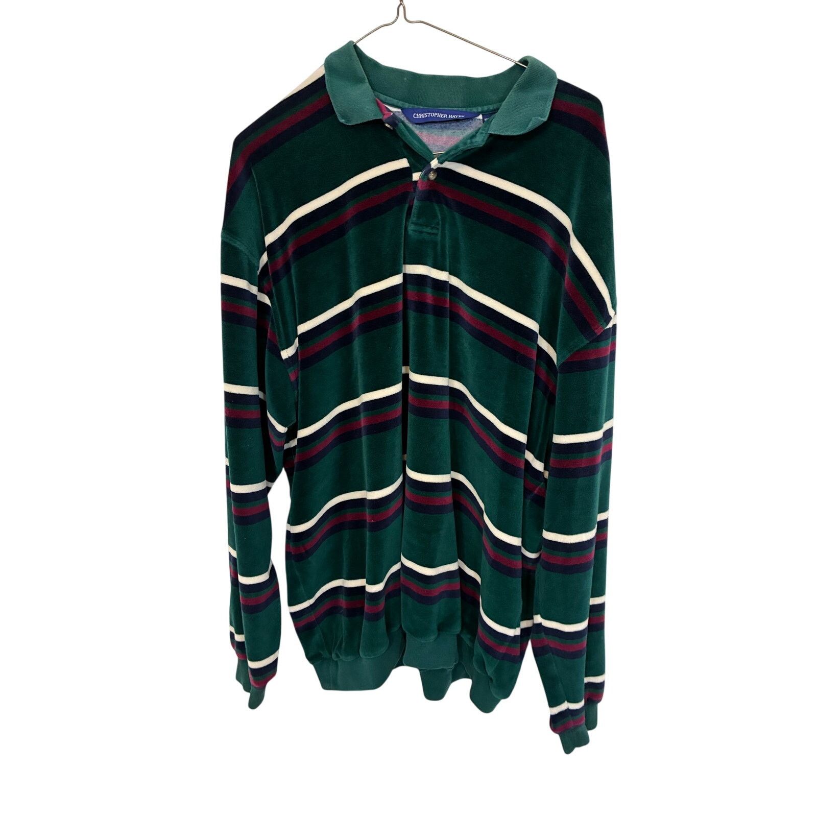Other Christopher Hayes XL Striped Vintage Velour LS Polo Retro Size US XL / EU 56 / 4 - 1 Thumbnail