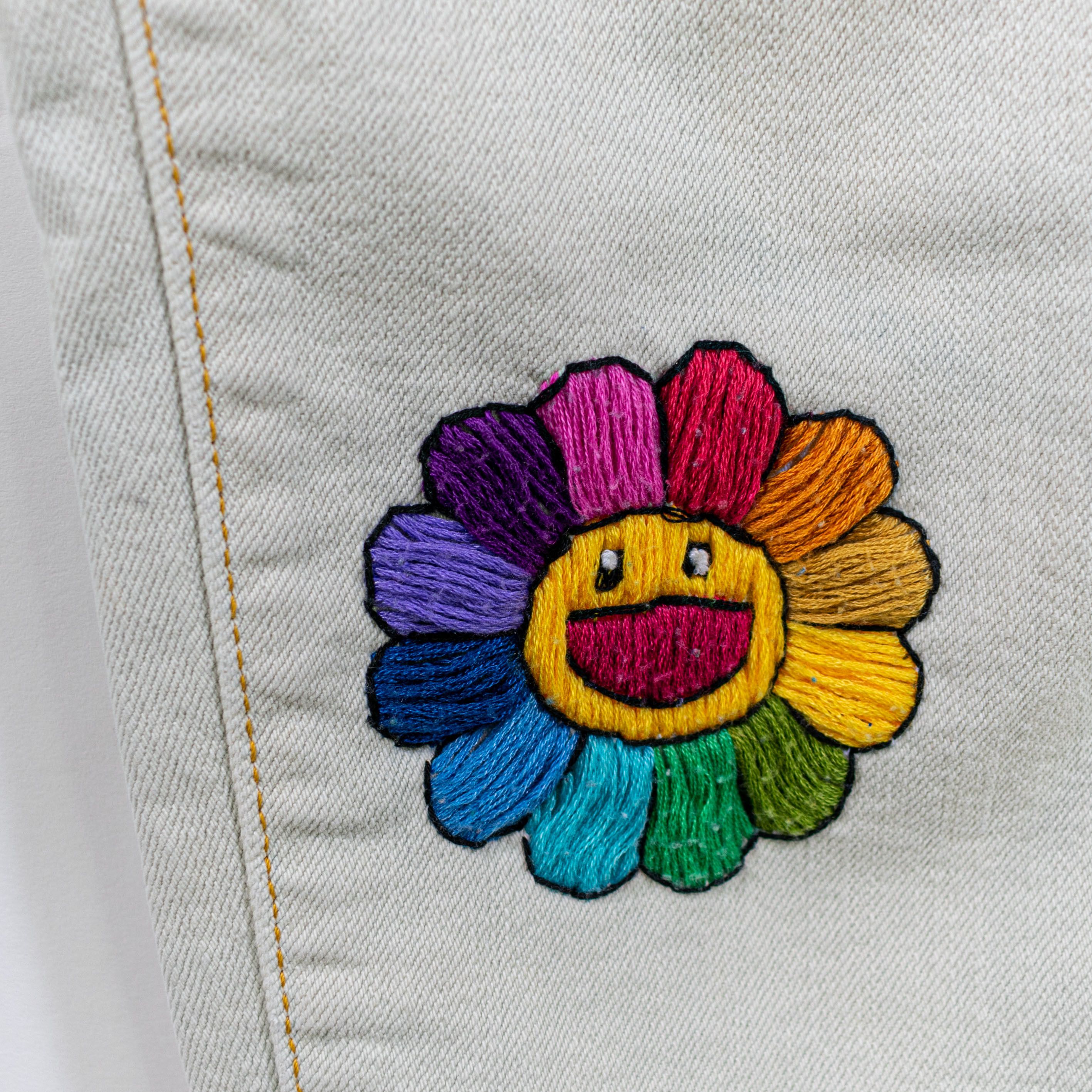 Levi's Levis 550 Relaxed Tapered Jeans Custom Embroidered Flower Size 29" - 11 Thumbnail