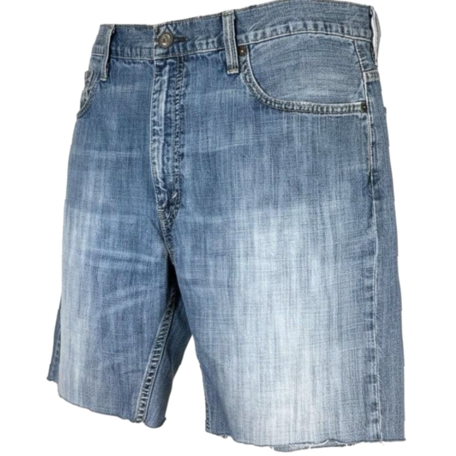 Levi's Levi's 569 Shorts Mens 38 Blue Bermuda Distressed 5-Pocket Zip Fly Raw Hem 8in Inseam Casual Summer Vintage: No Size US 38 / EU 54 - 2 Thumbnail