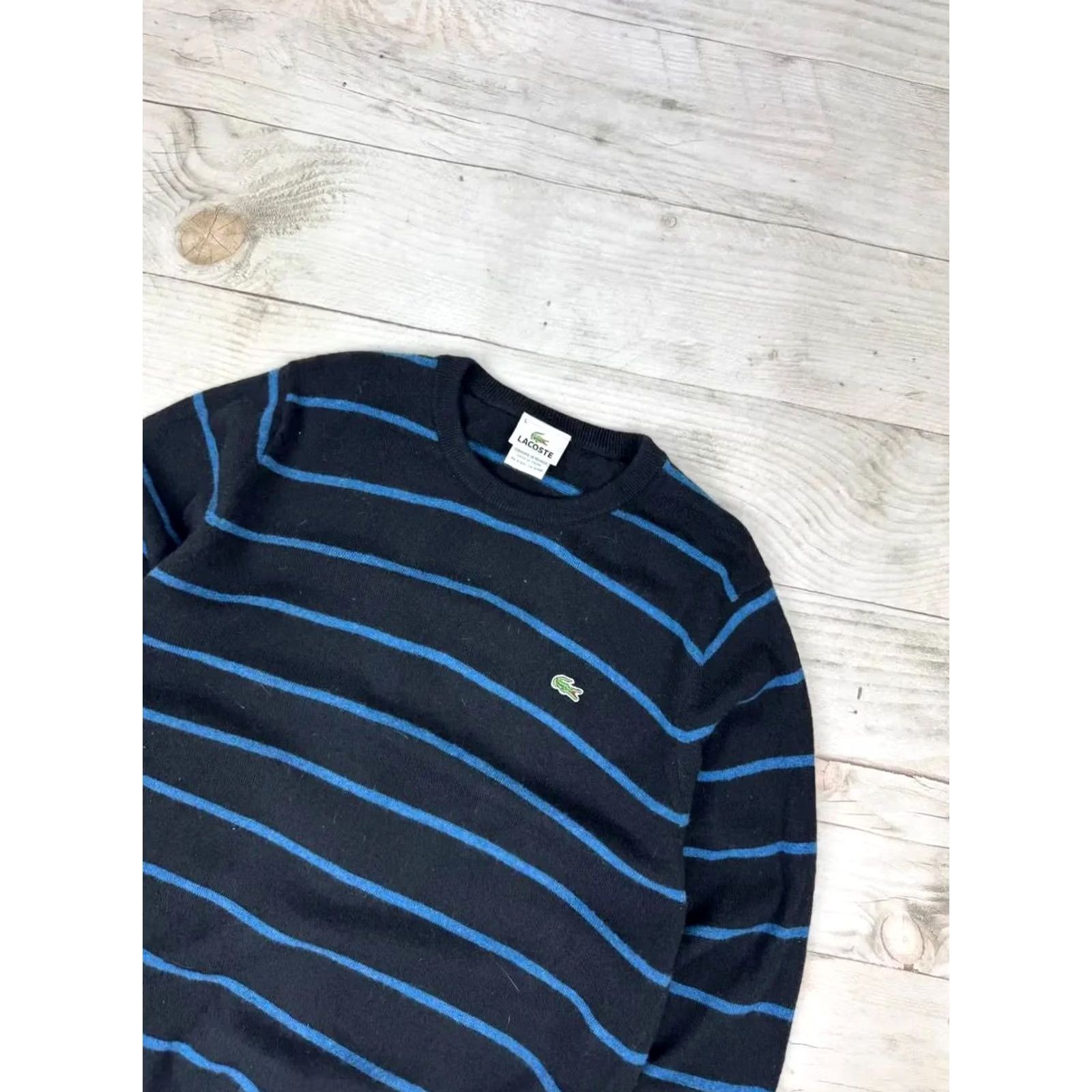Lacoste VINTAGE Lacoste Sweater Knit Striped Black Size L Men Size US L / EU 52-54 / 3 - 3 Thumbnail