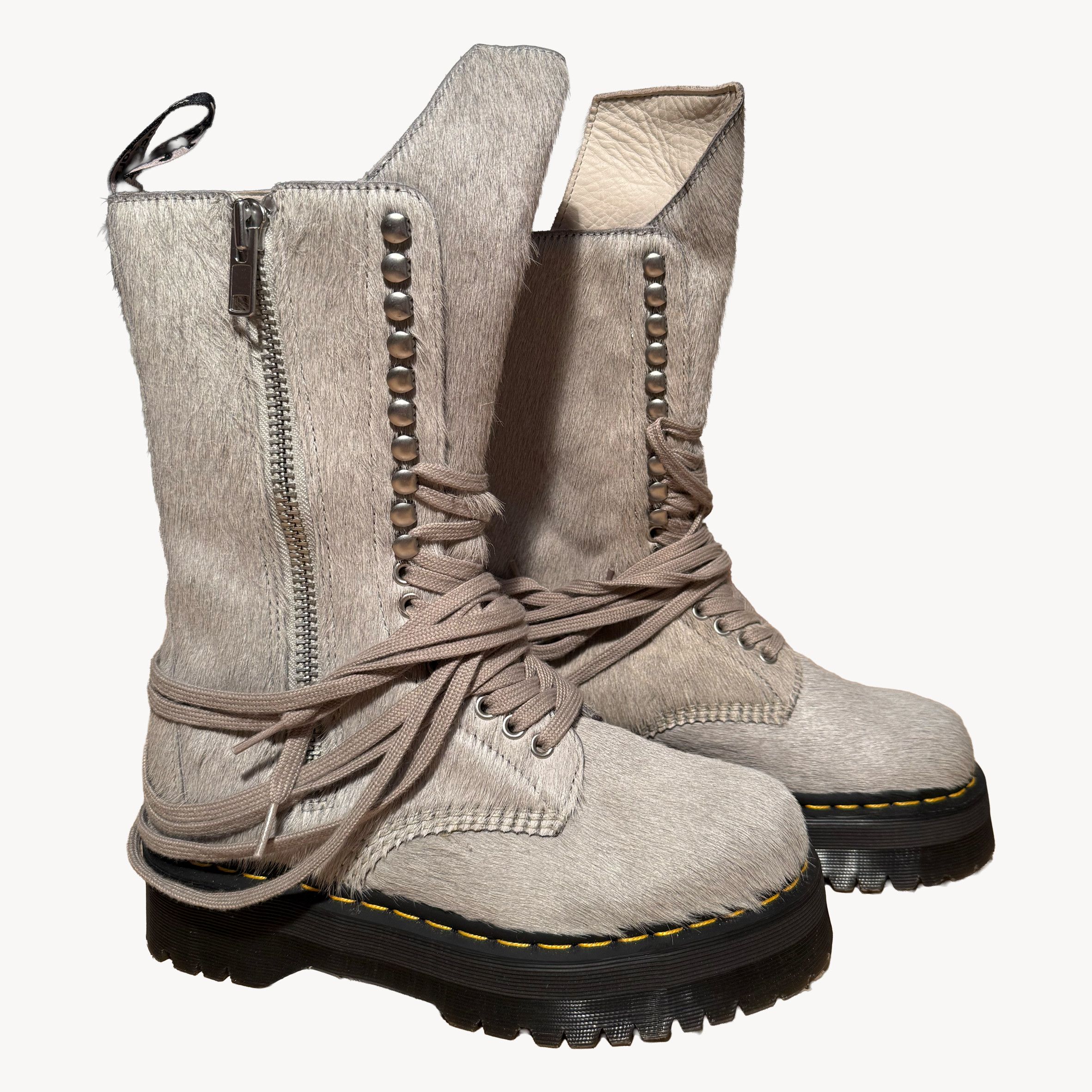 Rick Owens Rick Owens x Dr.martens 1918 fur boots Size US 7 / EU 40 - 1 Thumbnail