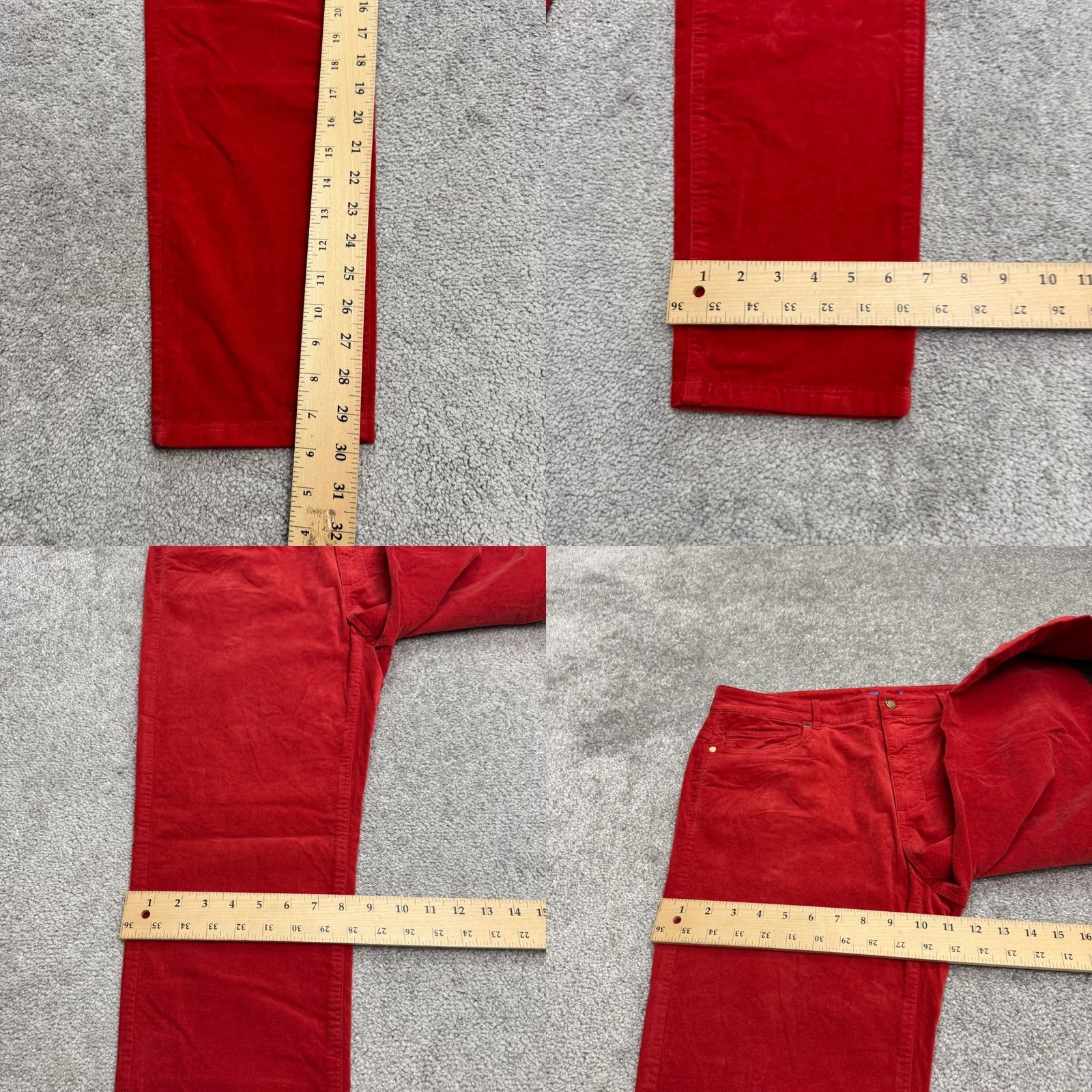 Madewell J. McLaughlin Velveteen Straight Leg Pants Womens 12 Red High Rise Stretch 34x30 Size 42" / US 20 - 9 Thumbnail