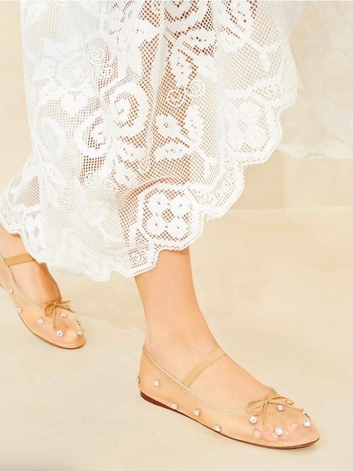Jeffrey Campbell Jeffrey Campbell Mesh Ballet Flats Mary Jane Rhinestone Size US 7.5 / IT 37.5 - 1 Thumbnail
