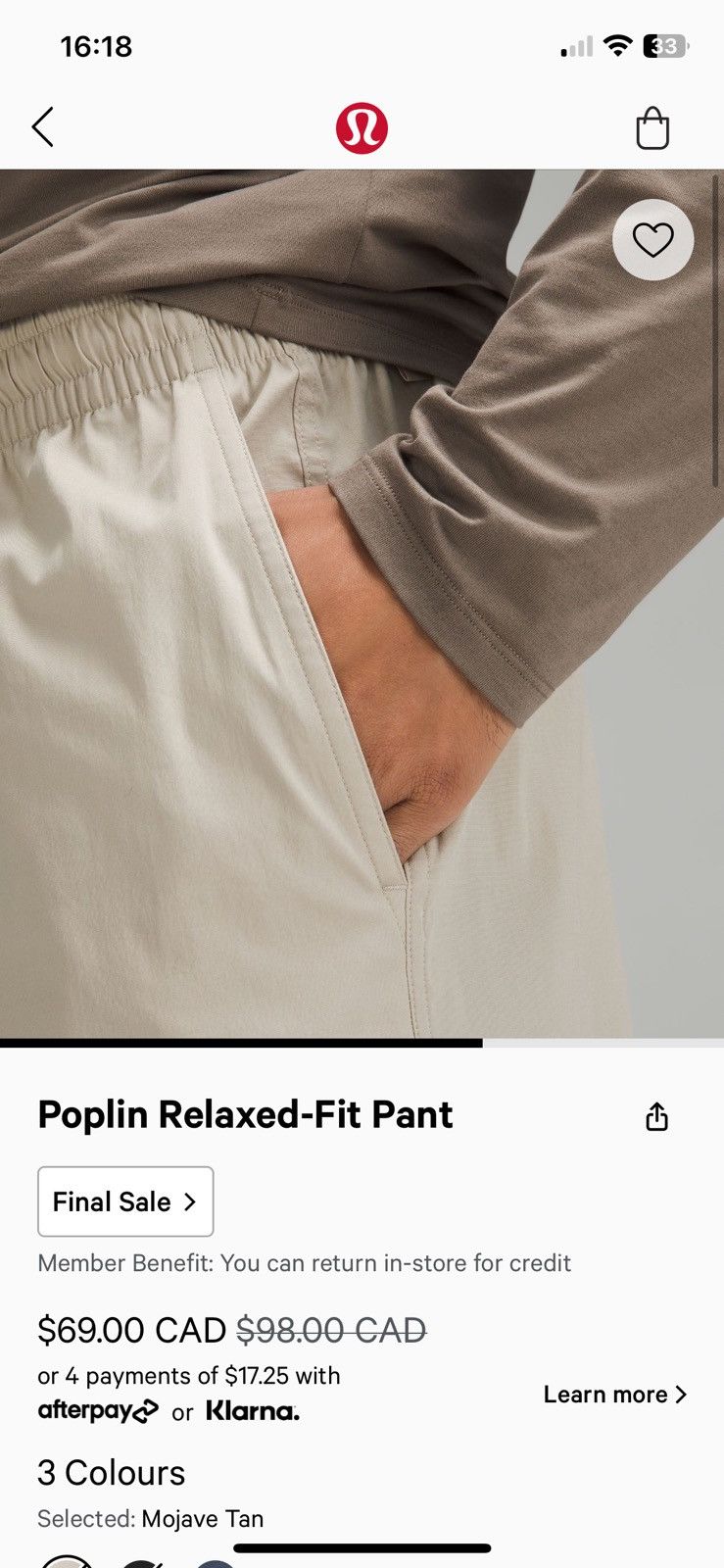 Lululemon Lululemon men’s poplin relaxed fit pants Size US 28 / EU 44 - 10 Thumbnail