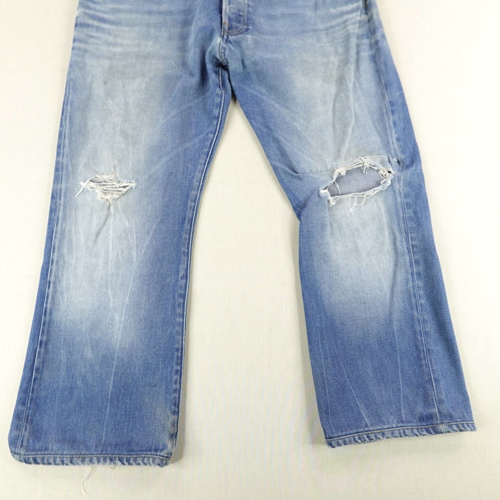G-Star G-Star 3301 Jeans - Denim Bootcut Distressed Button Fly - Mens 34x26 Blue Denim Size US 33 - 3 Thumbnail