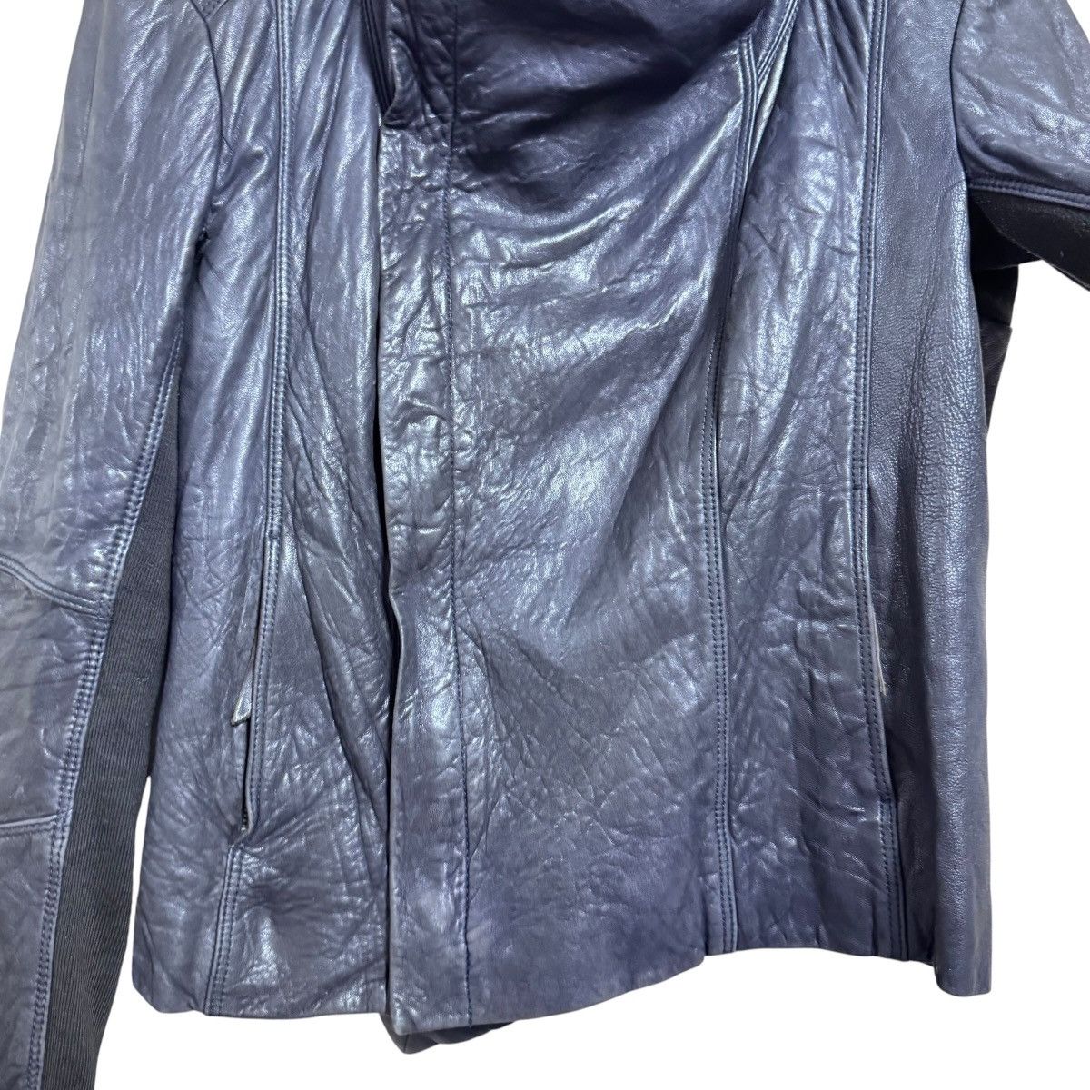 Japanese Brand Husk Hi-Neck Leather Biker Jacket Rick Owens Style Size S / US 4 / IT 40 - 3 Thumbnail