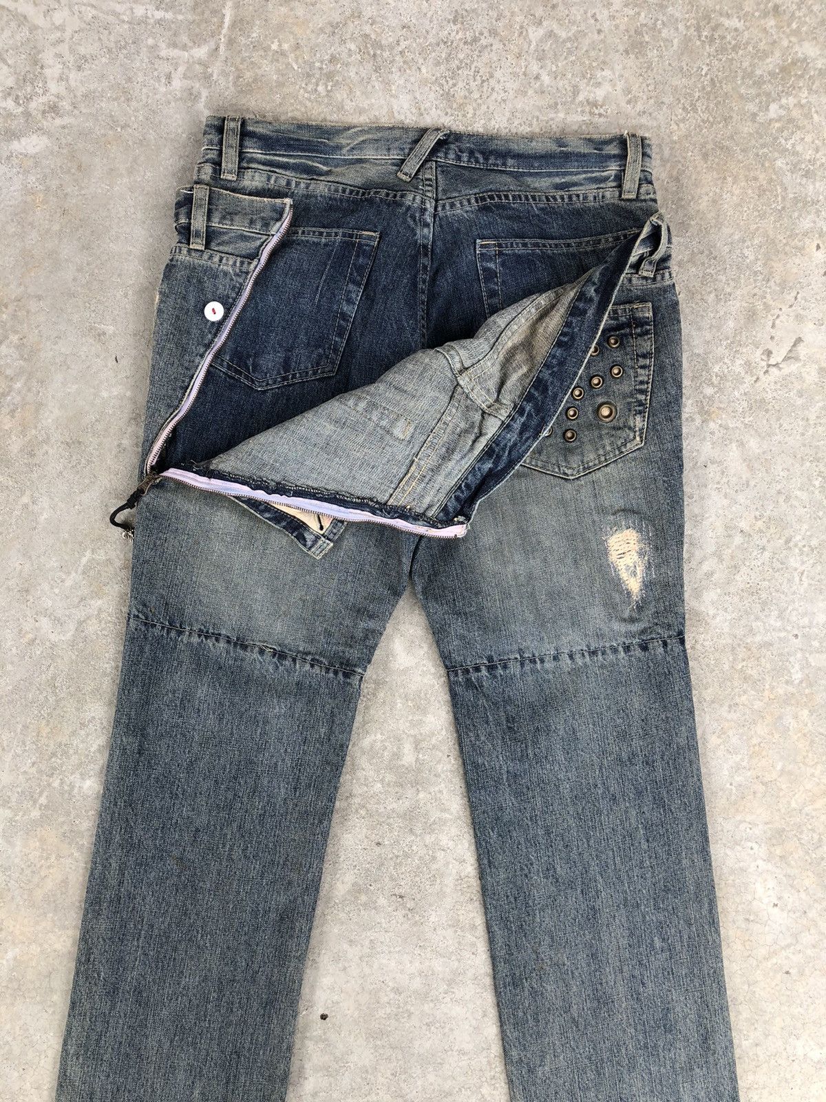 PPFM PPFM Double Waist Distressed Jeans Size US 33 - 9 Thumbnail