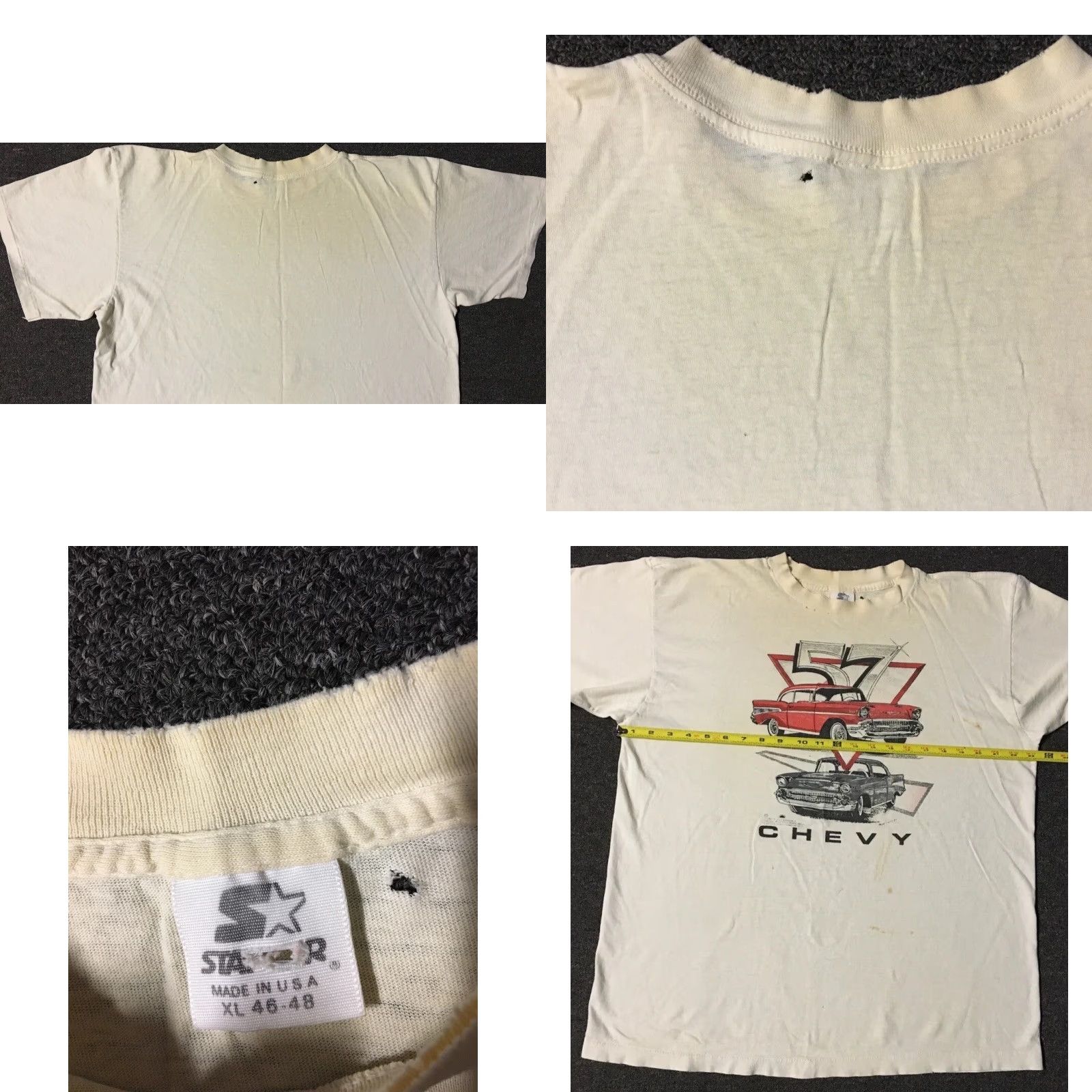 Thrasher VINTAGE 90s Chevrolet 57 Chevy Thrashed Faded Distressed Shirt XL Car Racing Grunge 80s USA Men Short Sleeve White Single Stitch T-Shirt XL Car Size US XL / EU 56 / 4 - 10 Thumbnail