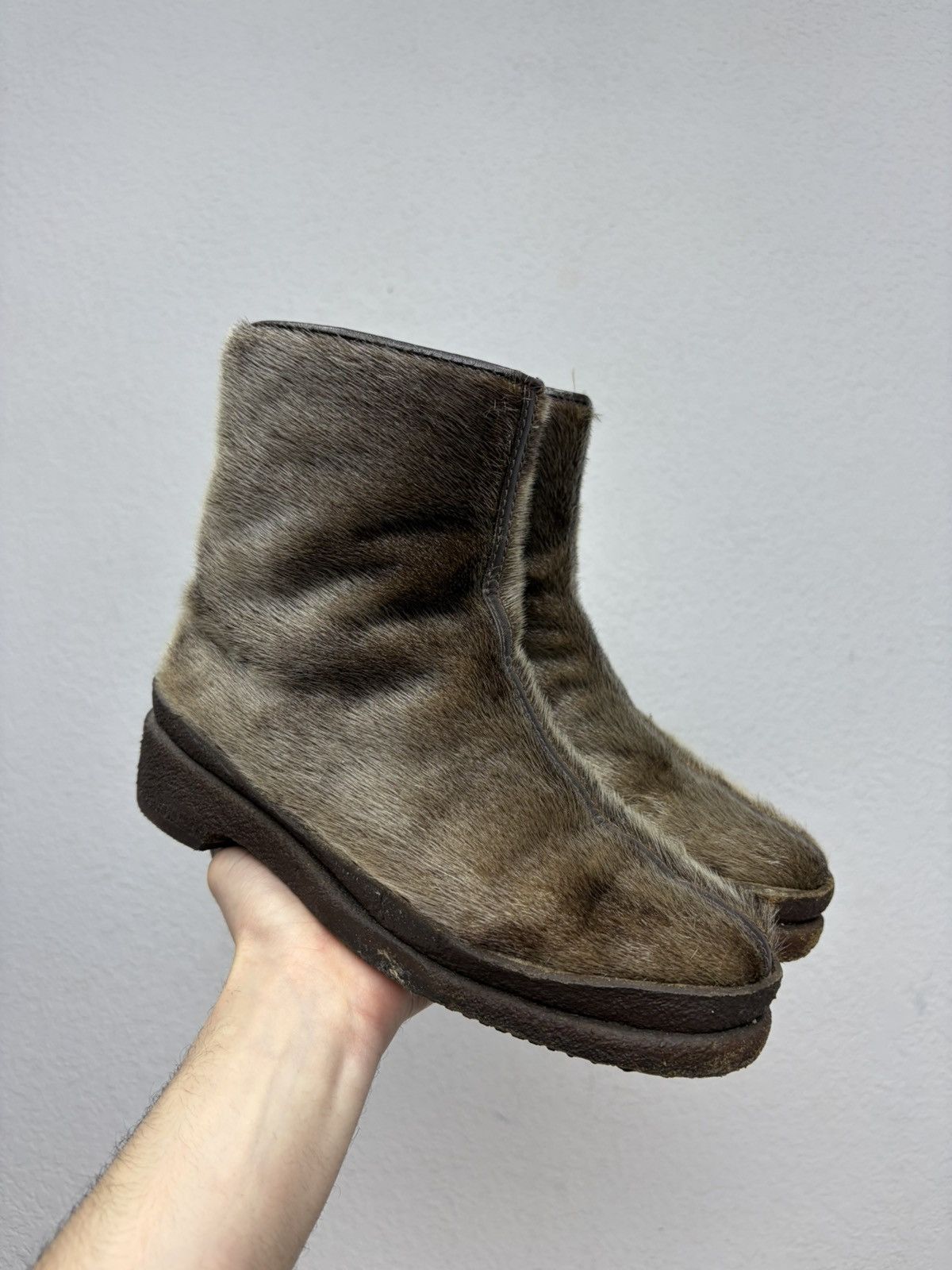 Hedi Slimane Vintage Italian AS 98 Rick Owens Vibe Fur Leather Boots y2k Size US 8 / EU 41 - 2 Thumbnail