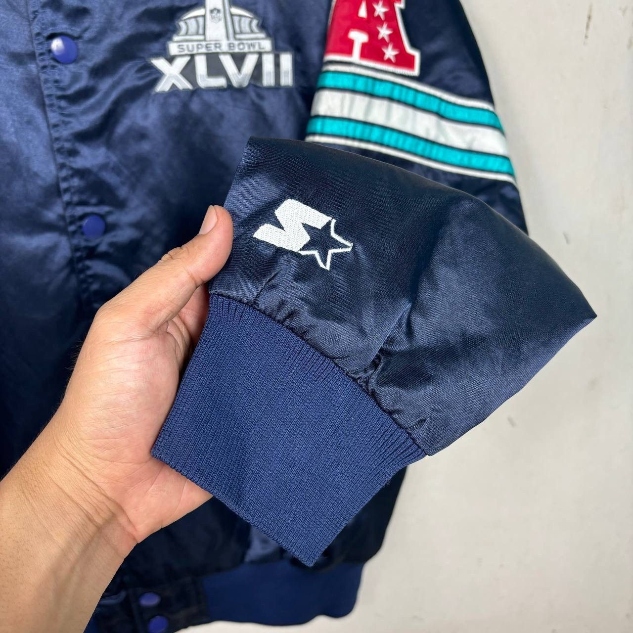 Starter Starter Super Bowl XLVII Quilt Satin Bomber Jacket Size US L / EU 52-54 / 3 - 5 Thumbnail