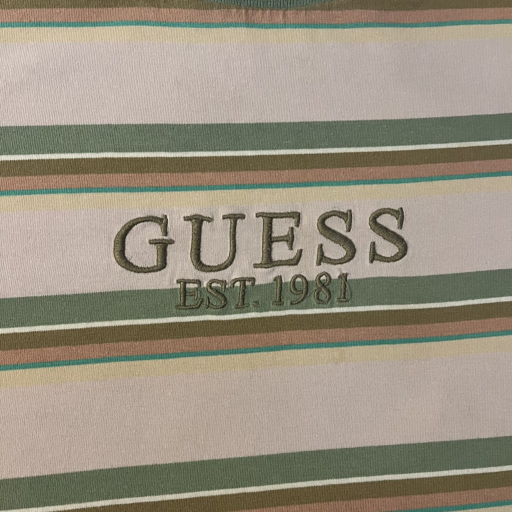Guess Guess Originals Brand Striped Neutral Earth Tone Tee Size US XL / EU 56 / 4 - 4 Thumbnail