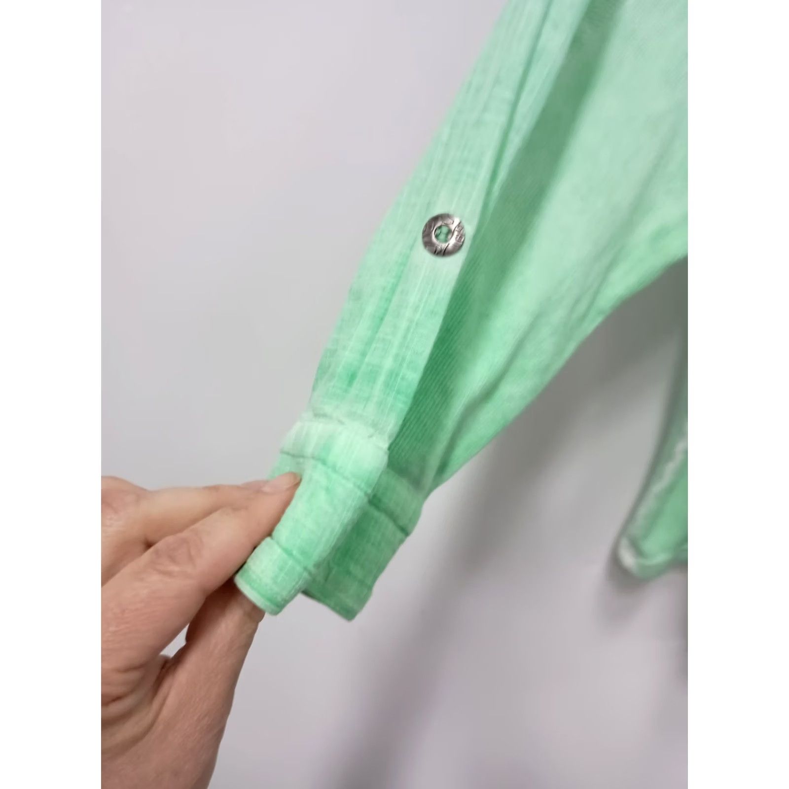 Vintage Parsley & Sage Wearable Art Lagenlook Shirt XL Green Washed Button Up 3/4 Sleeve Size XL / US 12-14 / IT 48-50 - 7 Thumbnail
