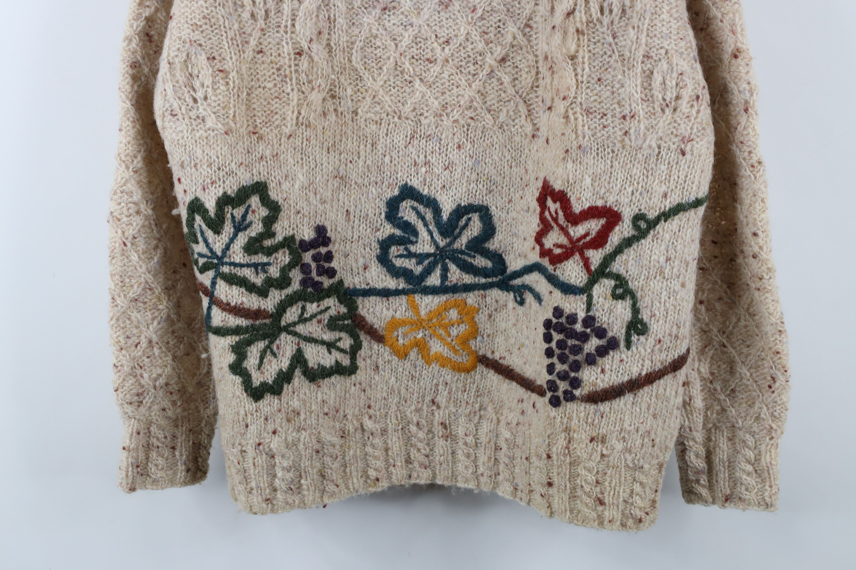 Vintage Vintage 90s Streetwear Embroidered Leaf Fisherman Sweater Size M / US 6-8 / IT 42-44 - 3 Thumbnail