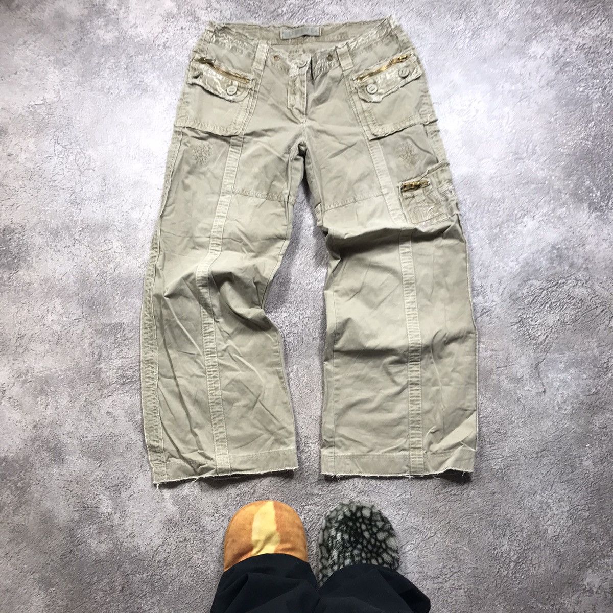 Vintage Vintage Y2K Baggy Cargo Pants Distressed Tactical Streetwear Size 29" - 1 Thumbnail