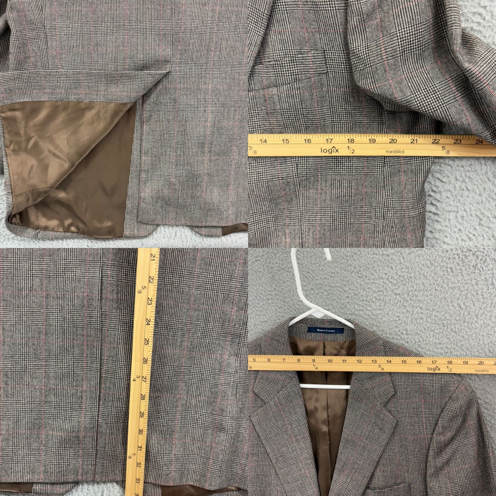 Ralph Lauren VINTAGE Ralph Lauren Chaps Blazer Mens 42T Gray Houndstooth Wool Career Size 42R - 9 Thumbnail